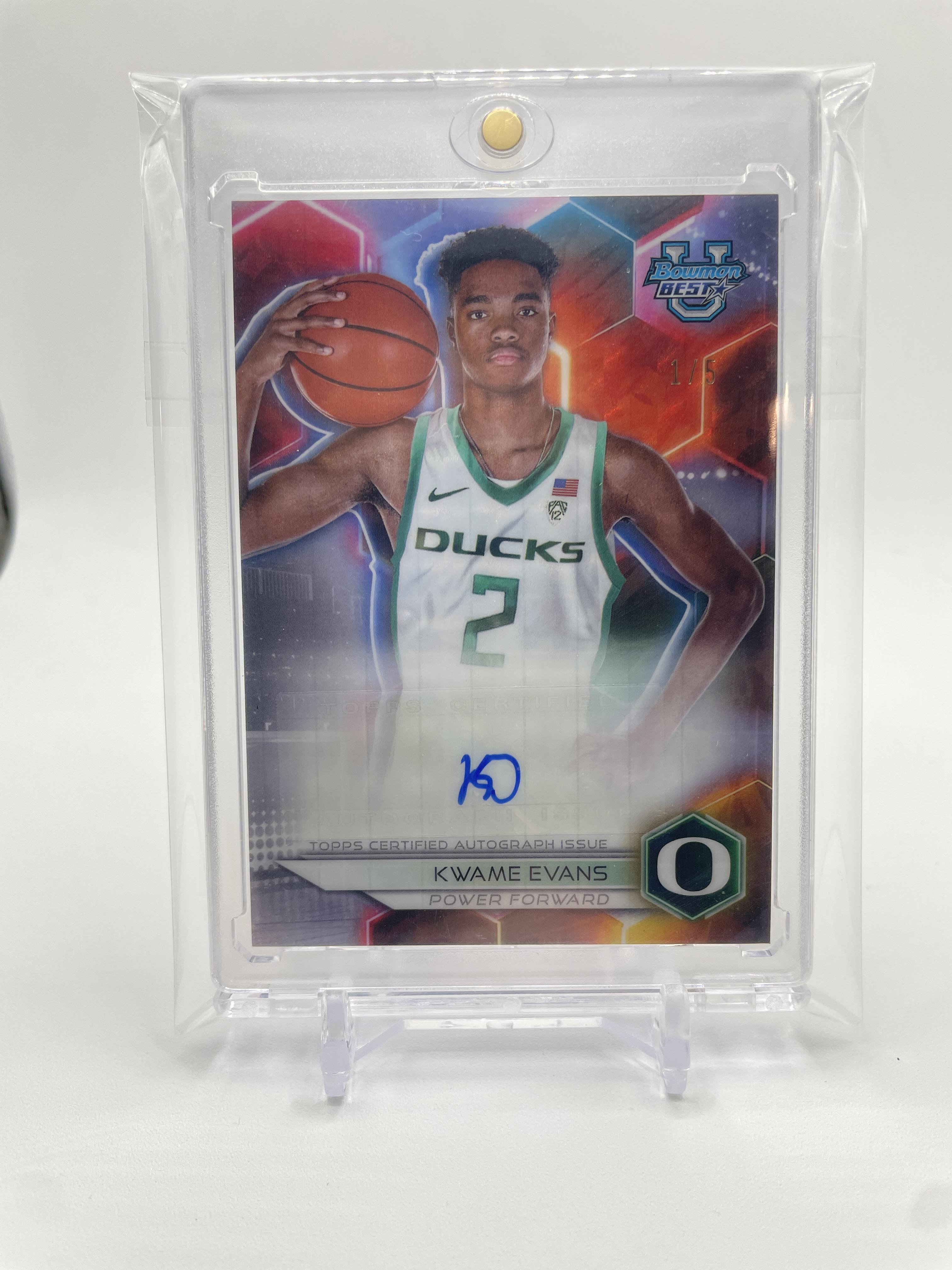 2023-24 Bowman University Best Kwame KJ Evans White Refractor Auto 1/5