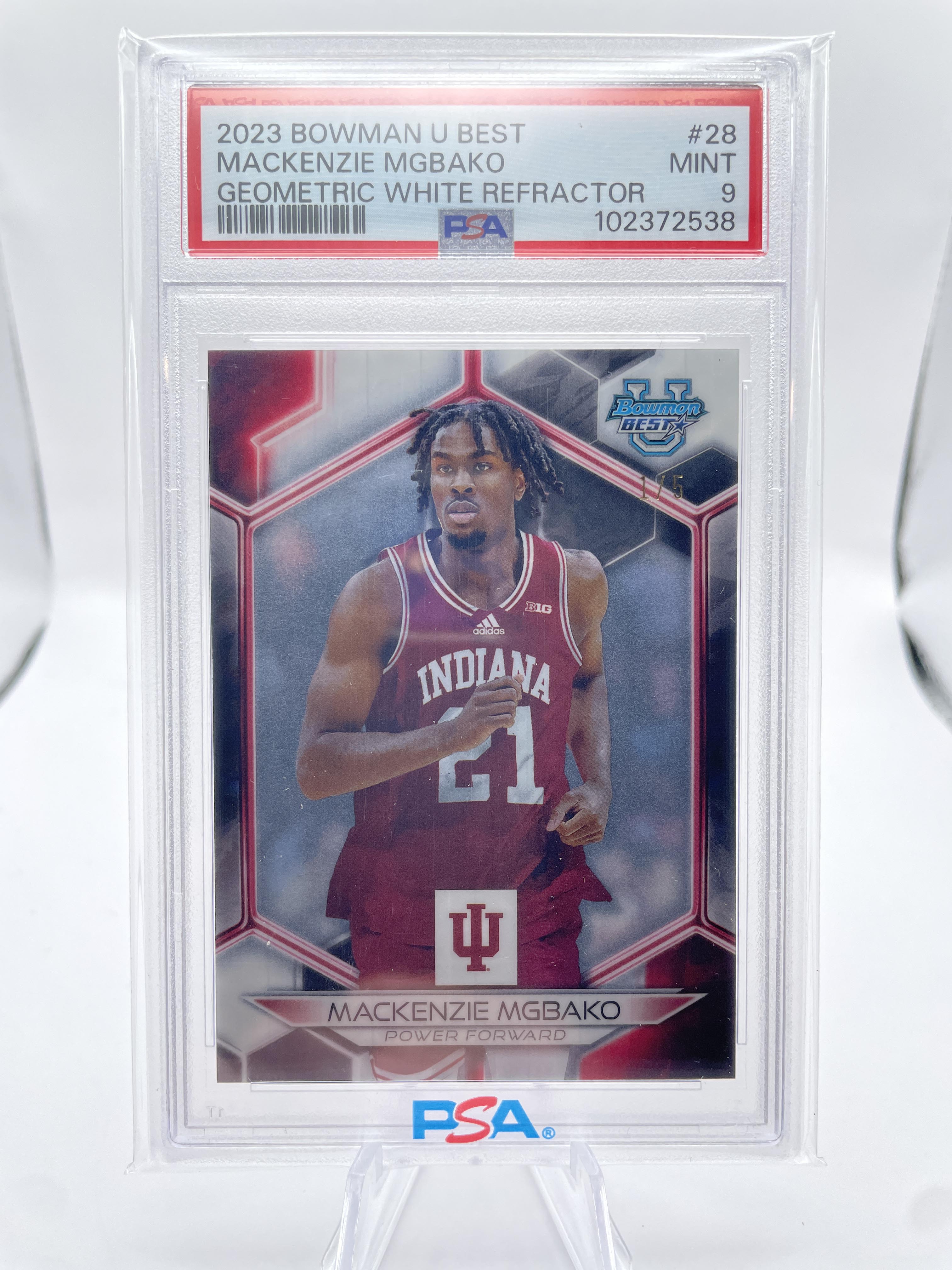 2023-24 Bowman University Best Mackenzie MgBako White Refractor /5 PSA 9 Mint