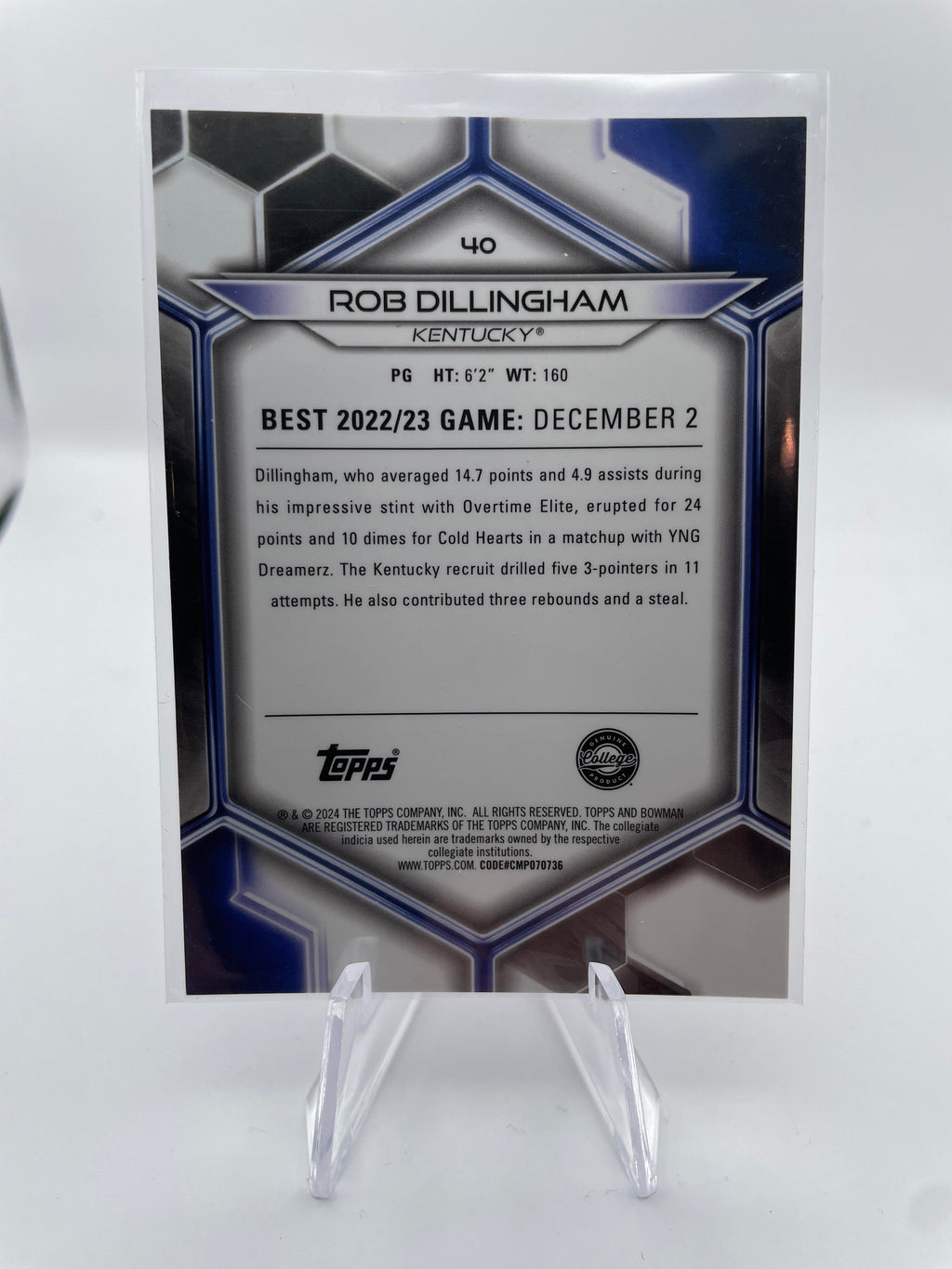 2023-24 Bowman University Best Rob Dillingham Pink Refractor /100
