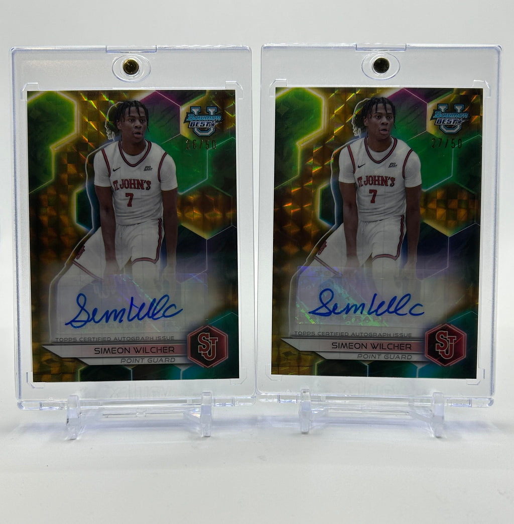 2023-24 Bowman University Best Simeon Wilcher Gold Refractor Auto /50 Set (x2)