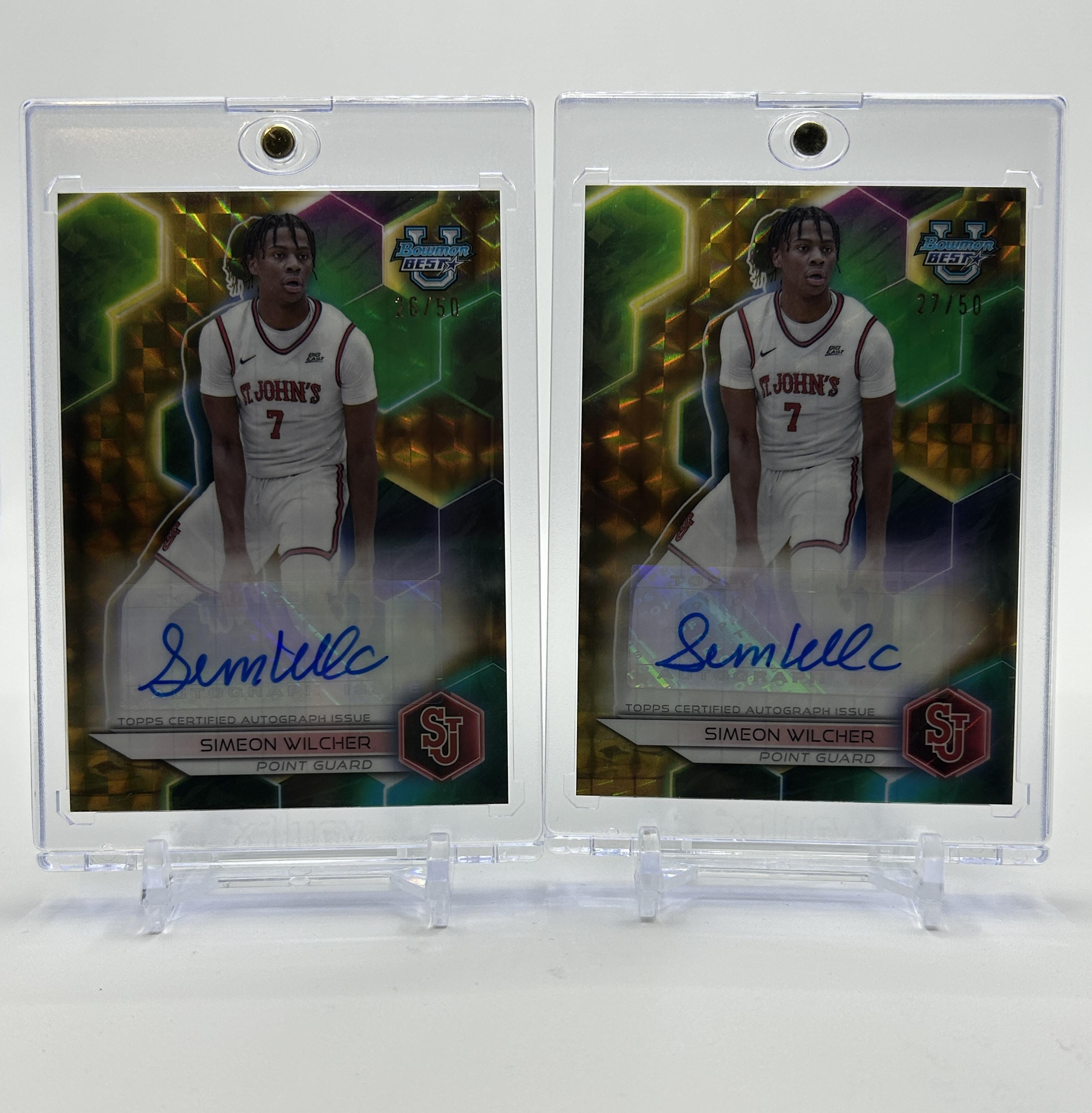 2023-24 Bowman University Best Simeon Wilcher Gold Refractor Auto /50 Set (x2)