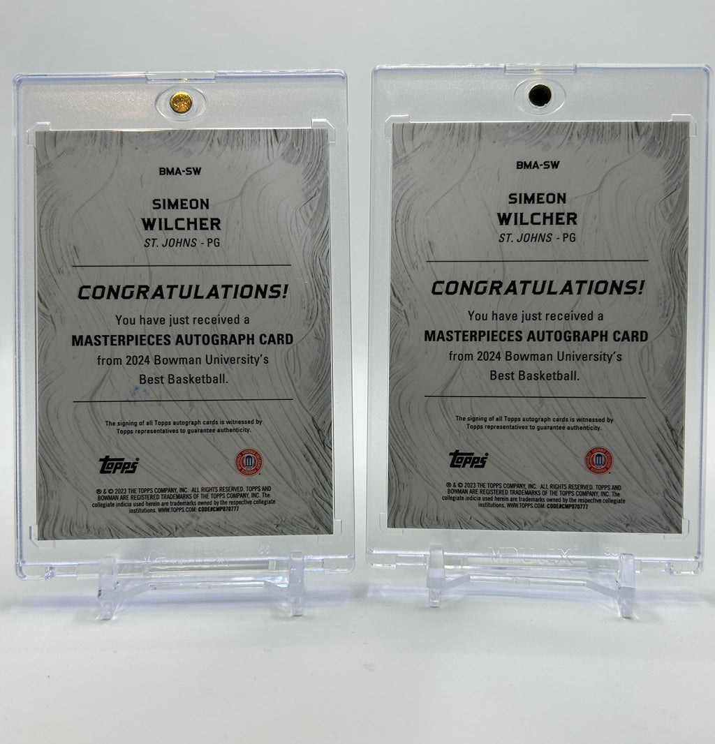2023-24 Bowman University Best Simeon Wilcher Masterpieces Gold Auto /50 Set (2)
