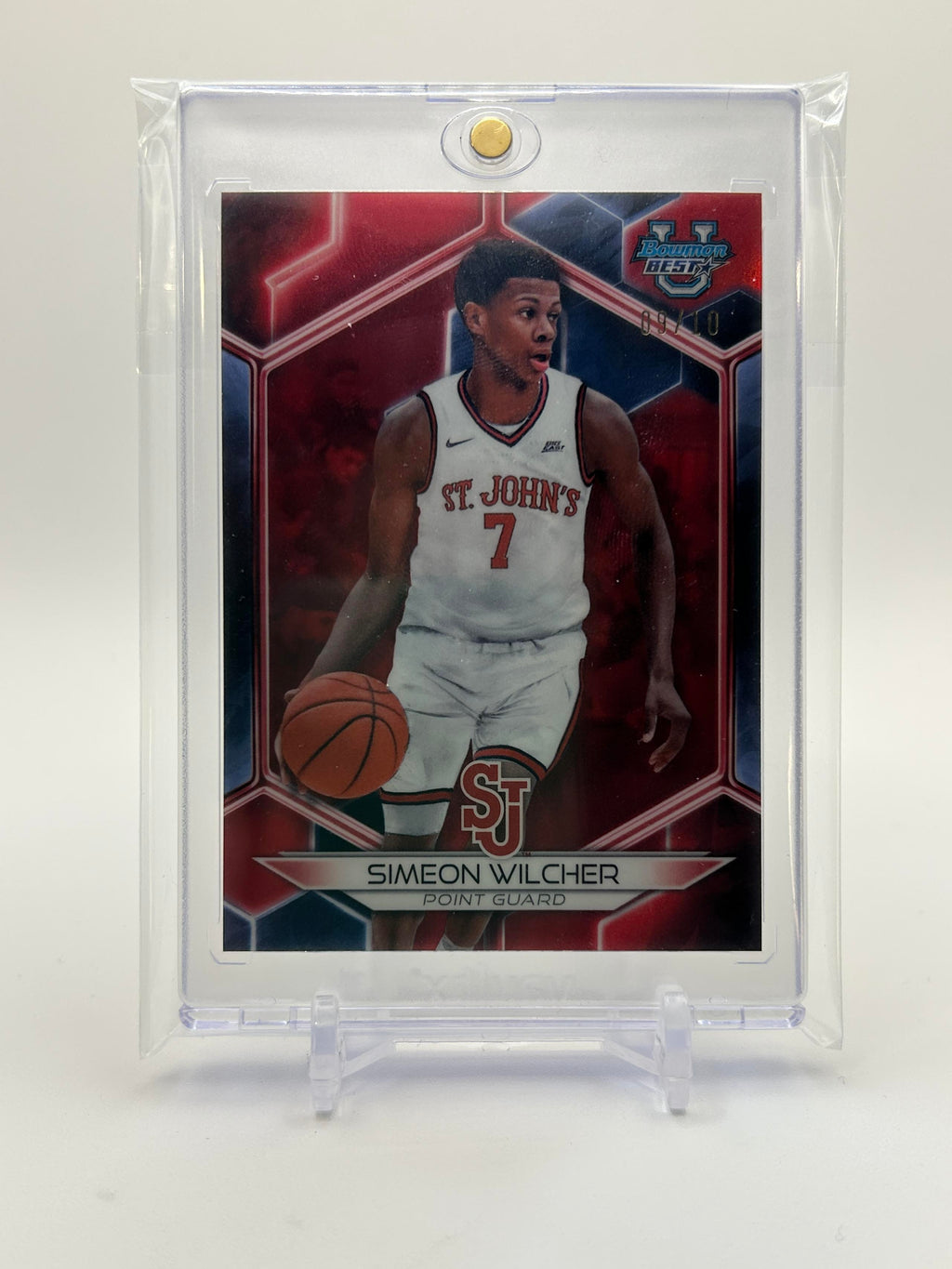 2023-24 Bowman University Best Simeon Wilcher Red Geometric Refractor /10