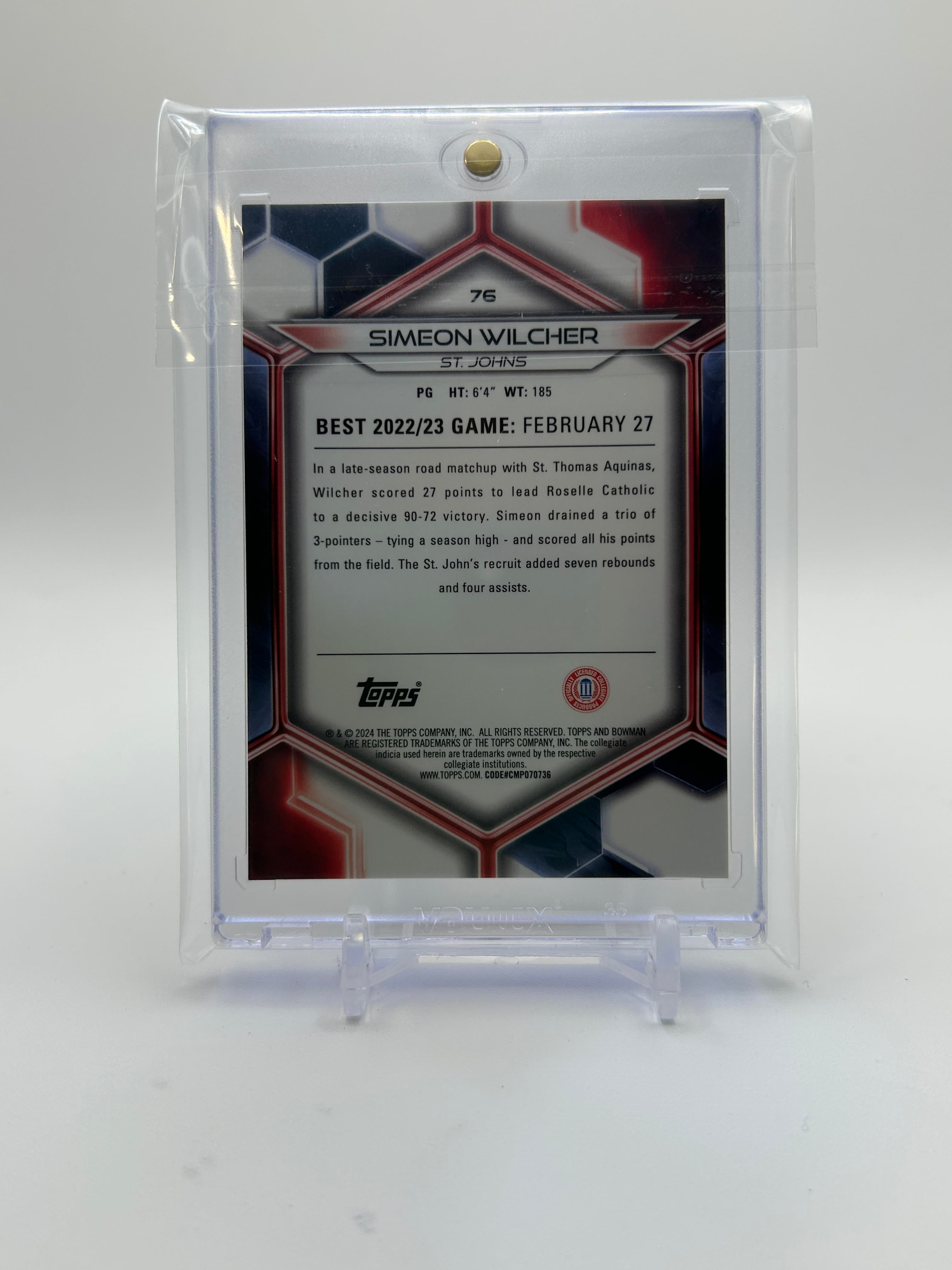 2023-24 Bowman University Best Simeon Wilcher Red Geometric Refractor /10