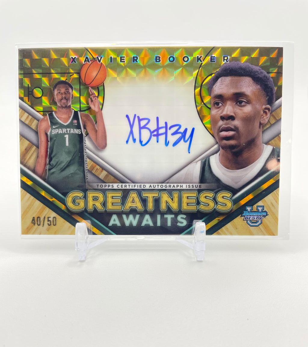 2023-24 Bowman University Best Xavier Booker Greatness Gold Refractor Auto /50