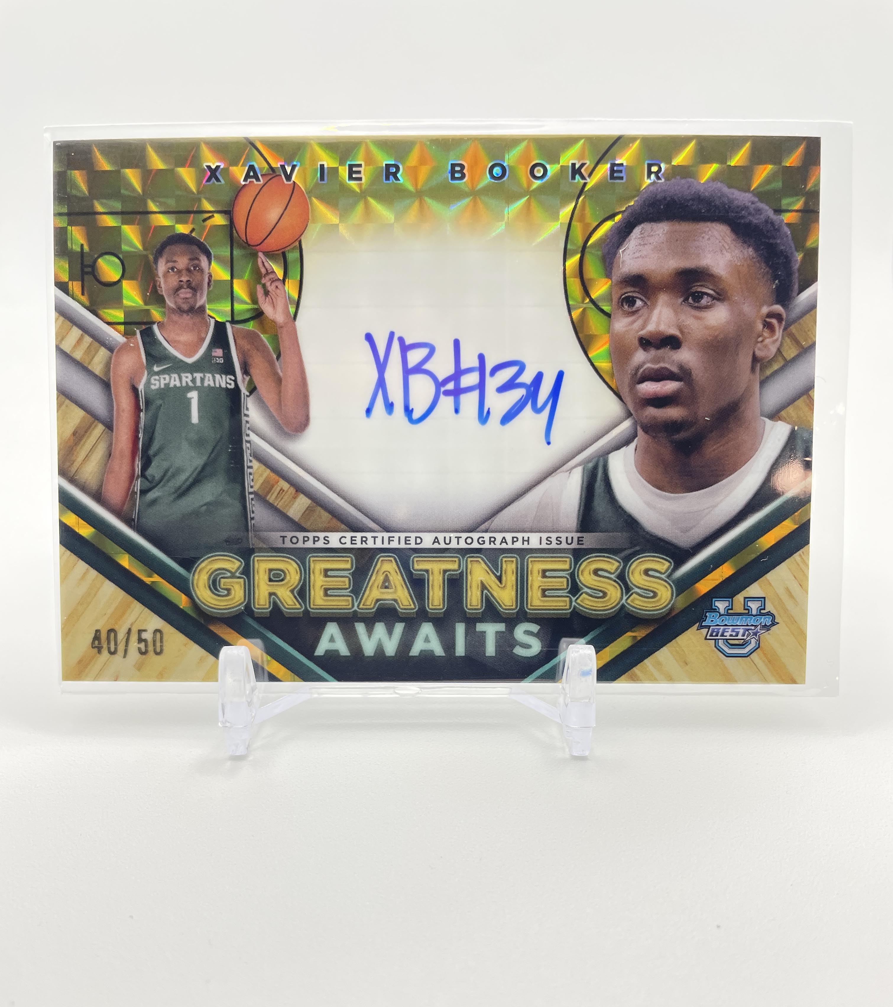 2023-24 Bowman University Best Xavier Booker Greatness Gold Refractor Auto /50