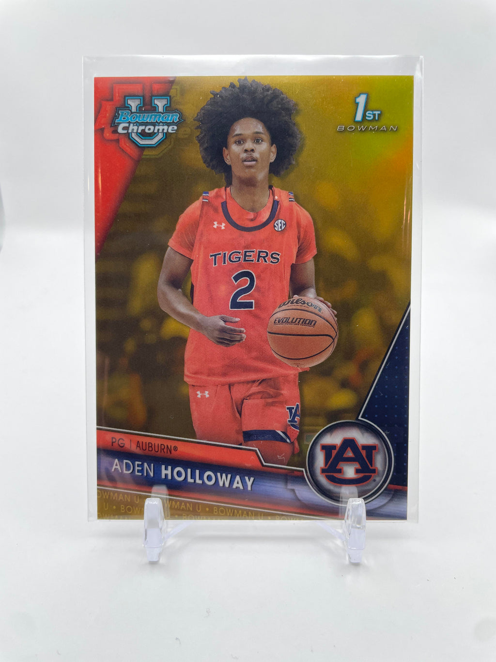 2023-24 Bowman University Chrome Aden Holloway Gold Refractor Rookie /50