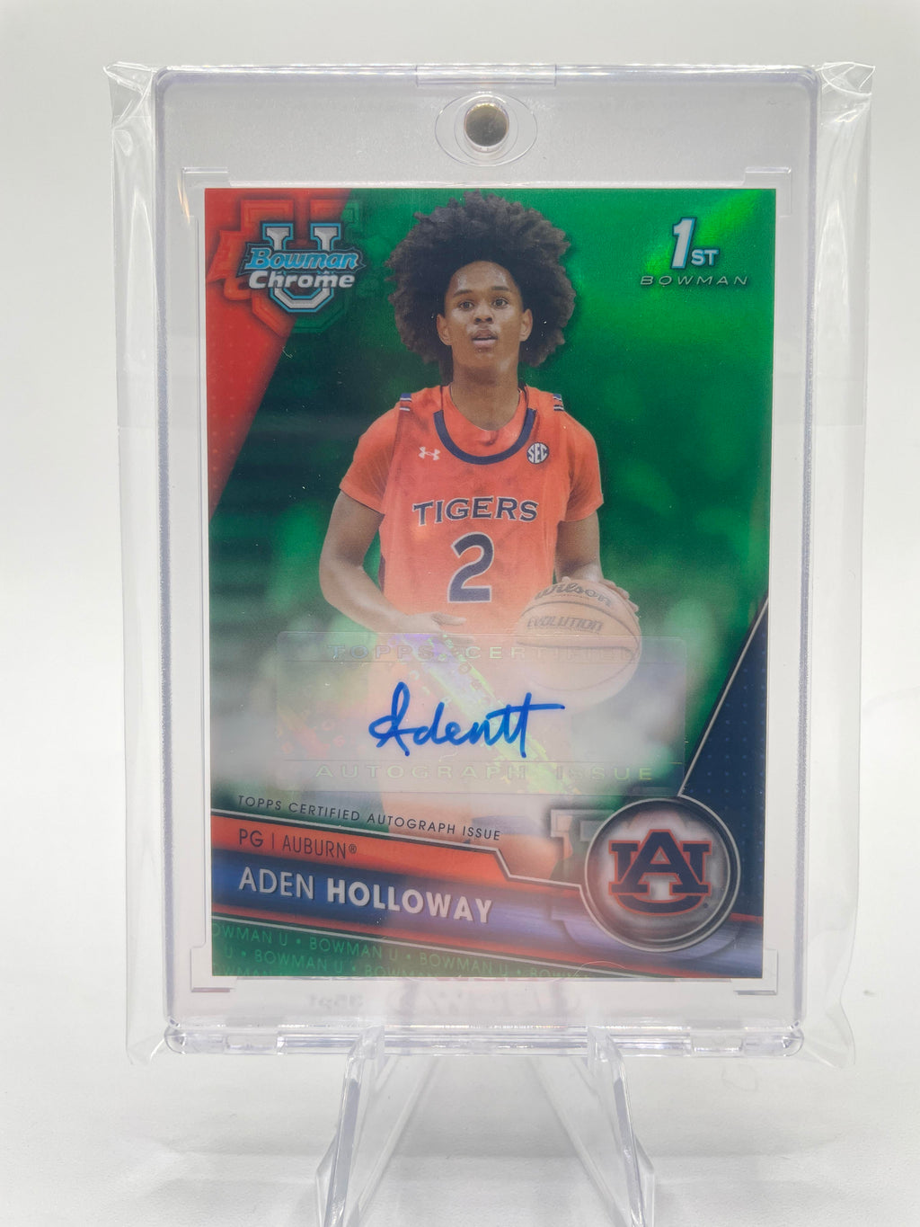 2023-24 Bowman University Chrome Aden Holloway Green Refractor Auto /99
