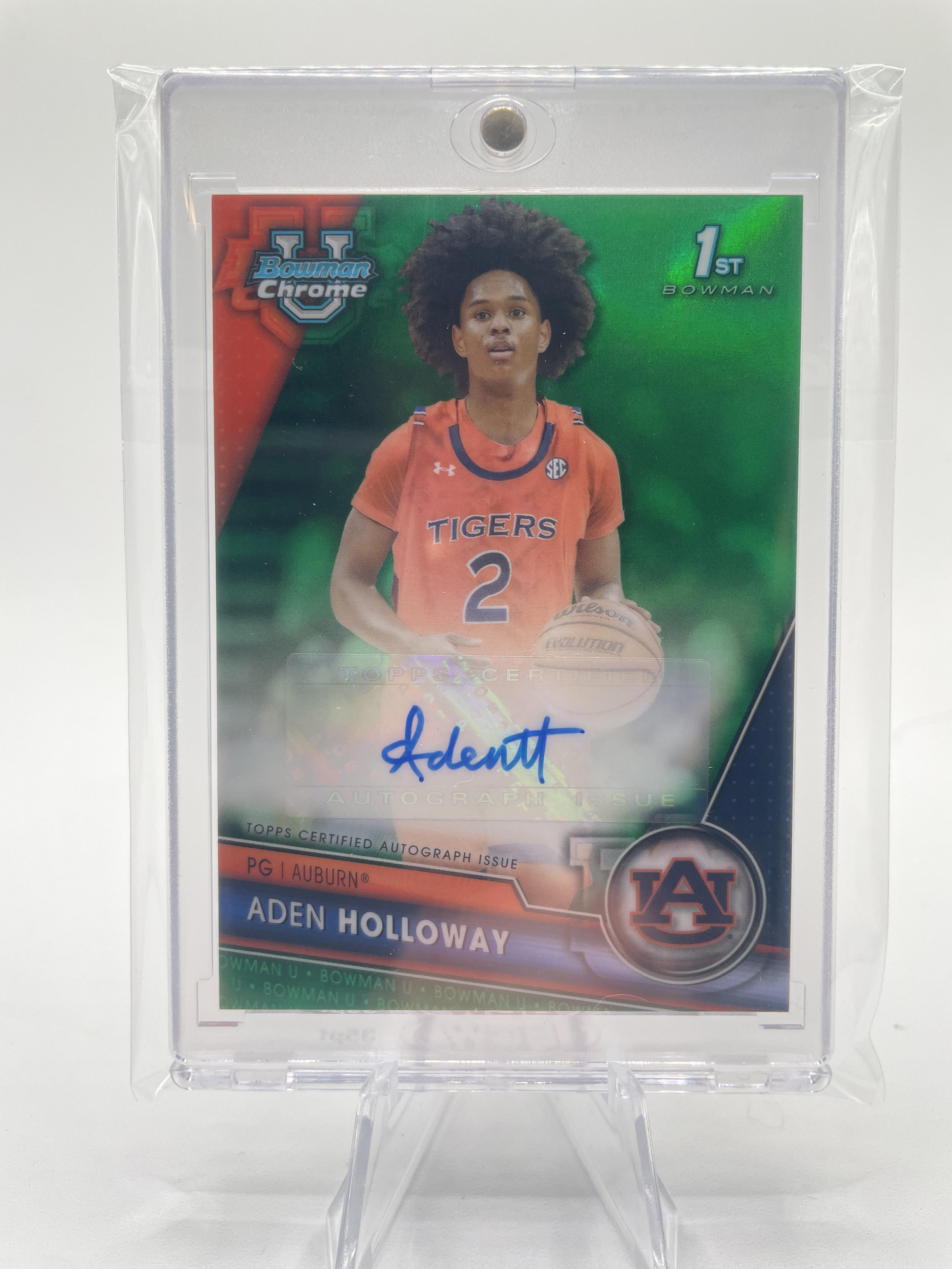 2023-24 Bowman University Chrome Aden Holloway Green Refractor Auto /99