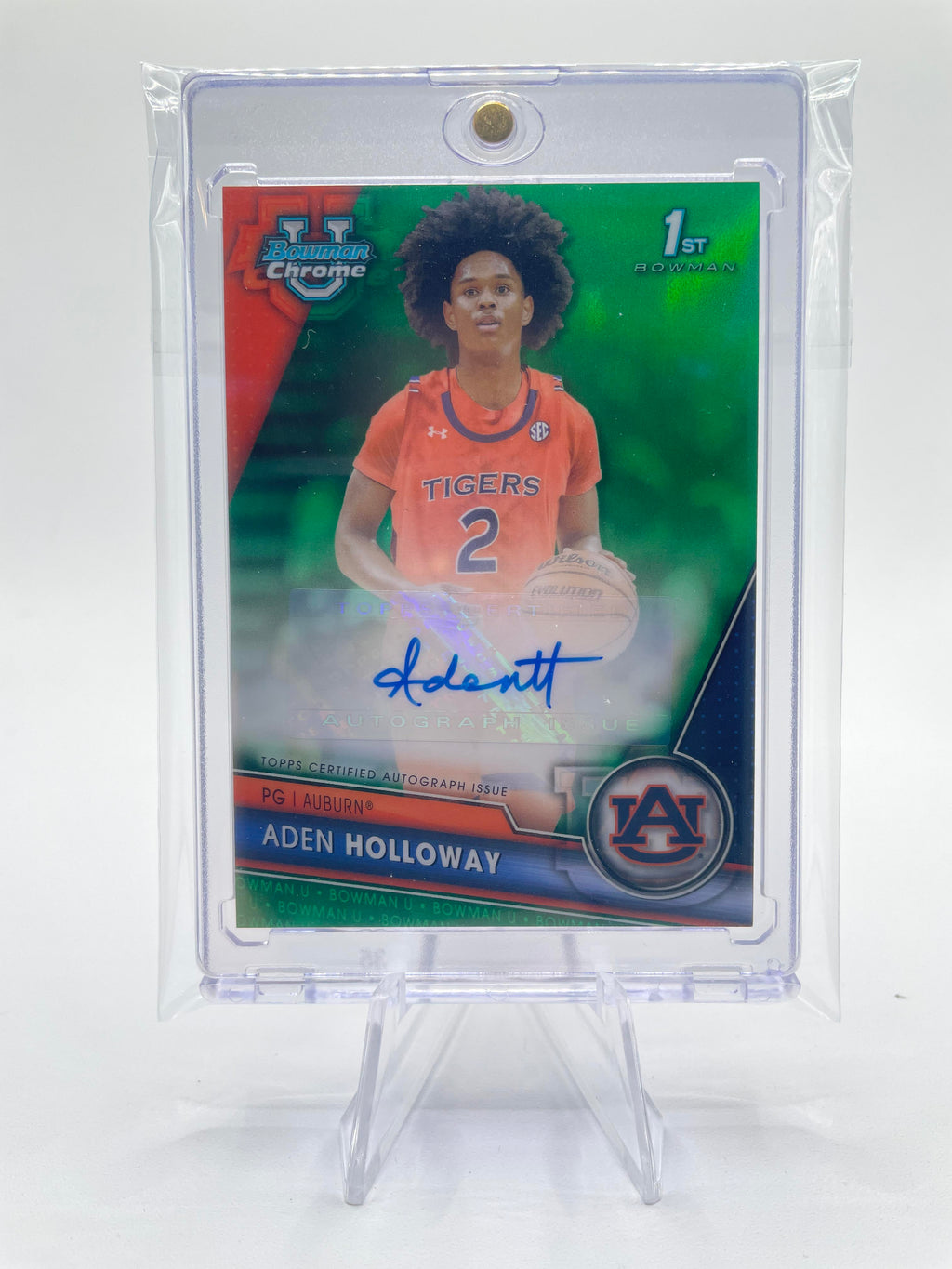 2023-24 Bowman University Chrome Aden Holloway Green Refractor Auto /99