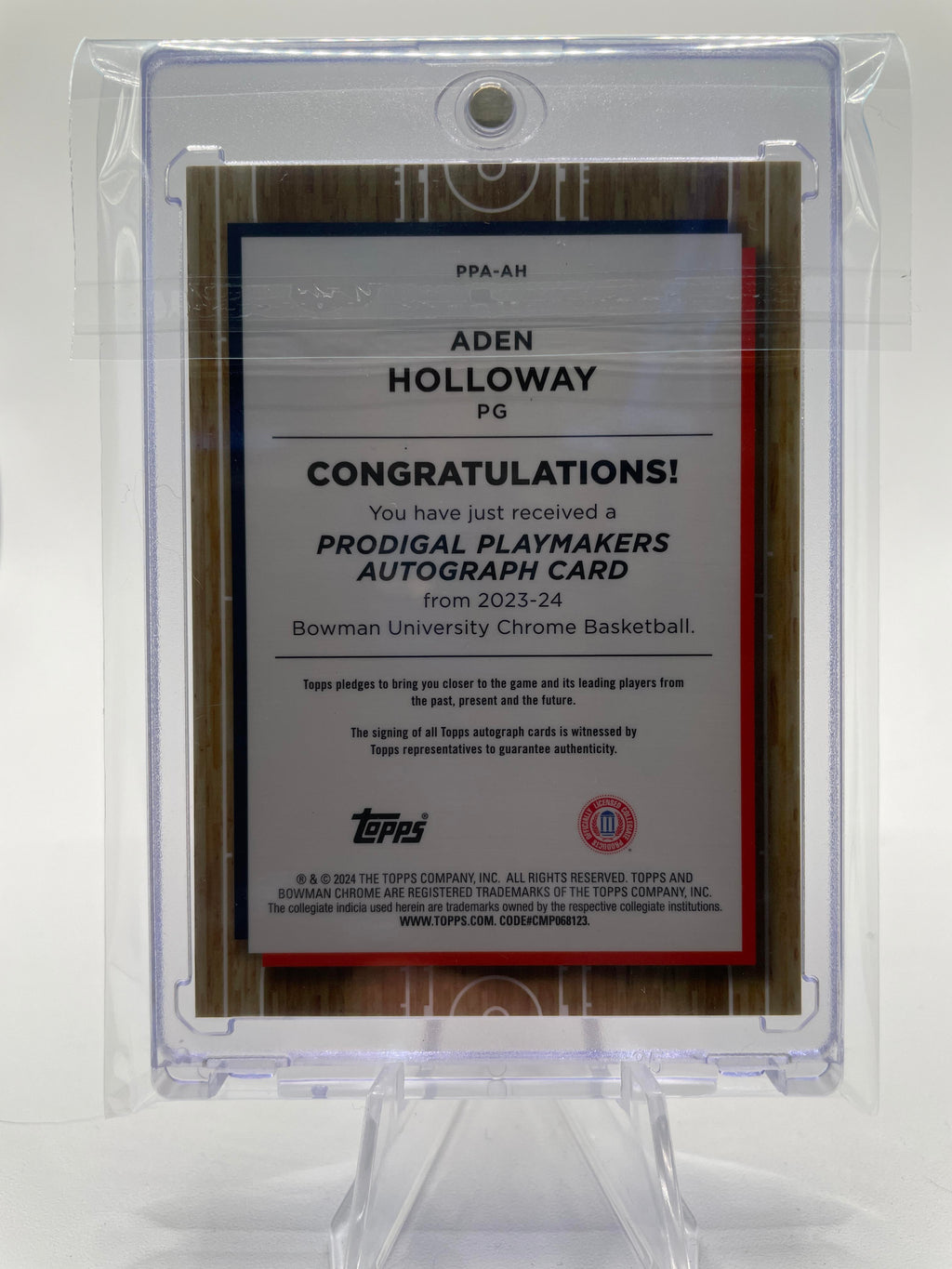 2023-24 Bowman University Chrome Aden Holloway Prodigal Playmaker SP Auto