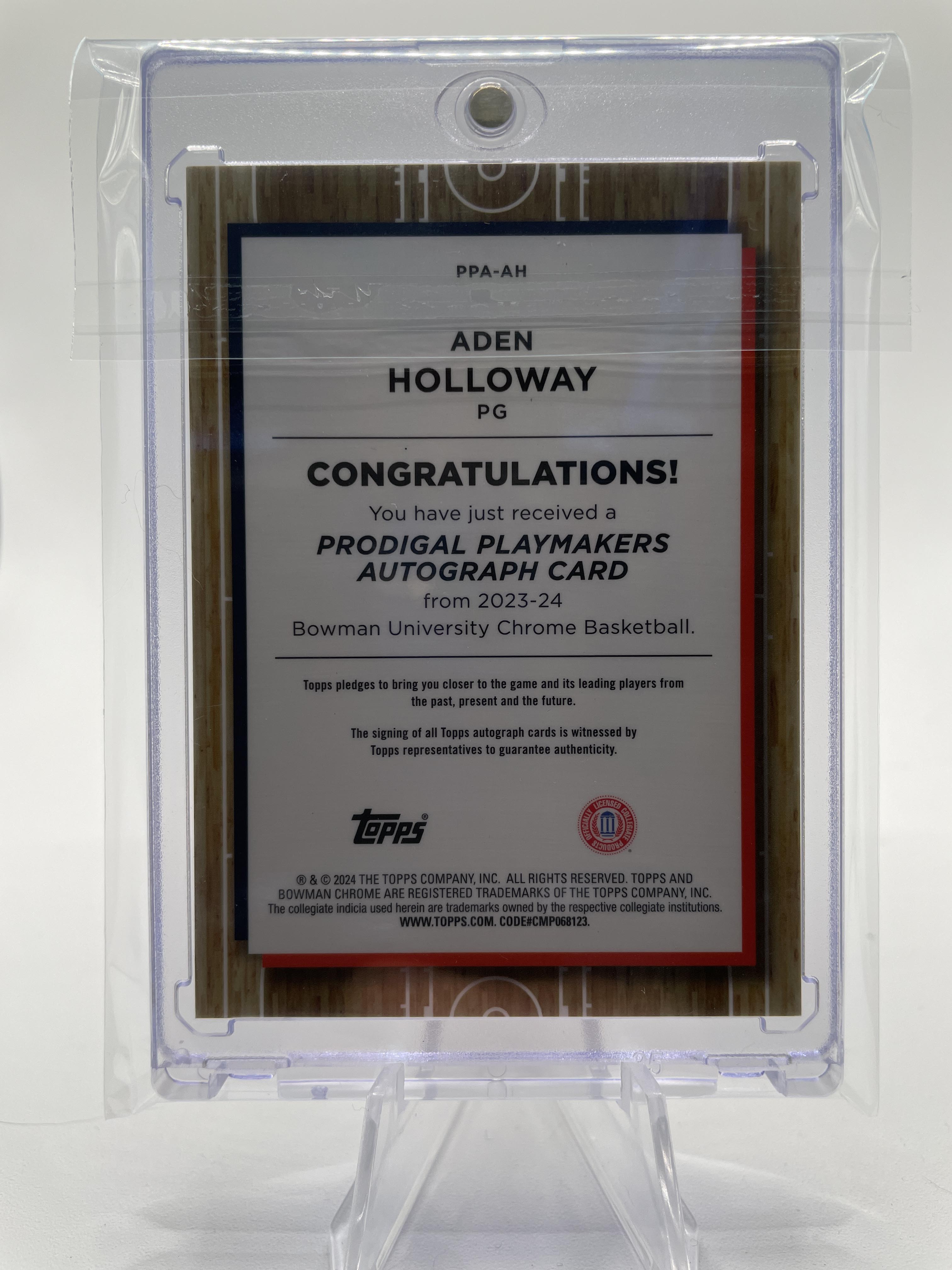 2023-24 Bowman University Chrome Aden Holloway Prodigal Playmaker SP Auto