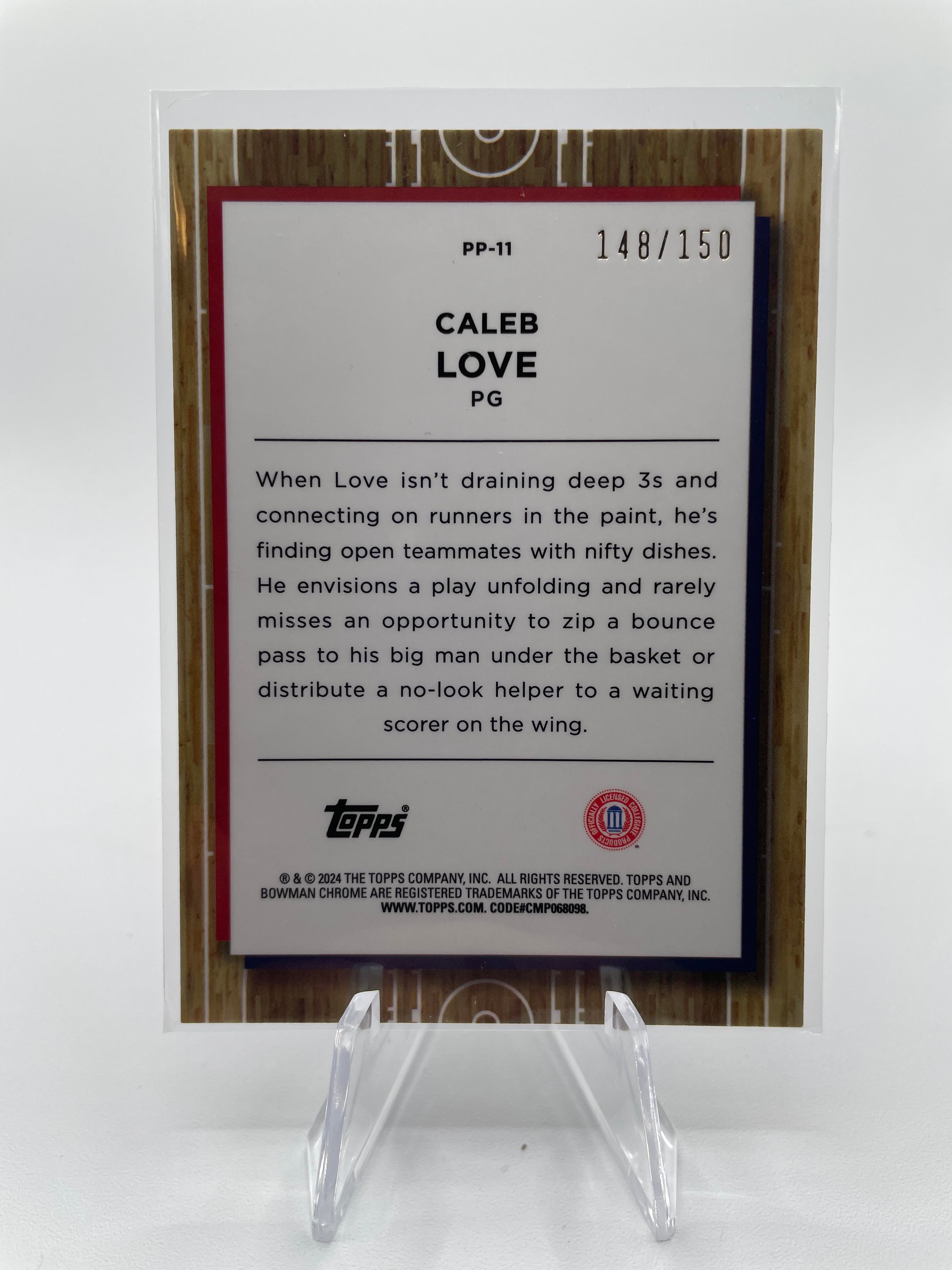 2023-24 Bowman University Chrome Caleb Love Prodigal Playmakers Refractor /150