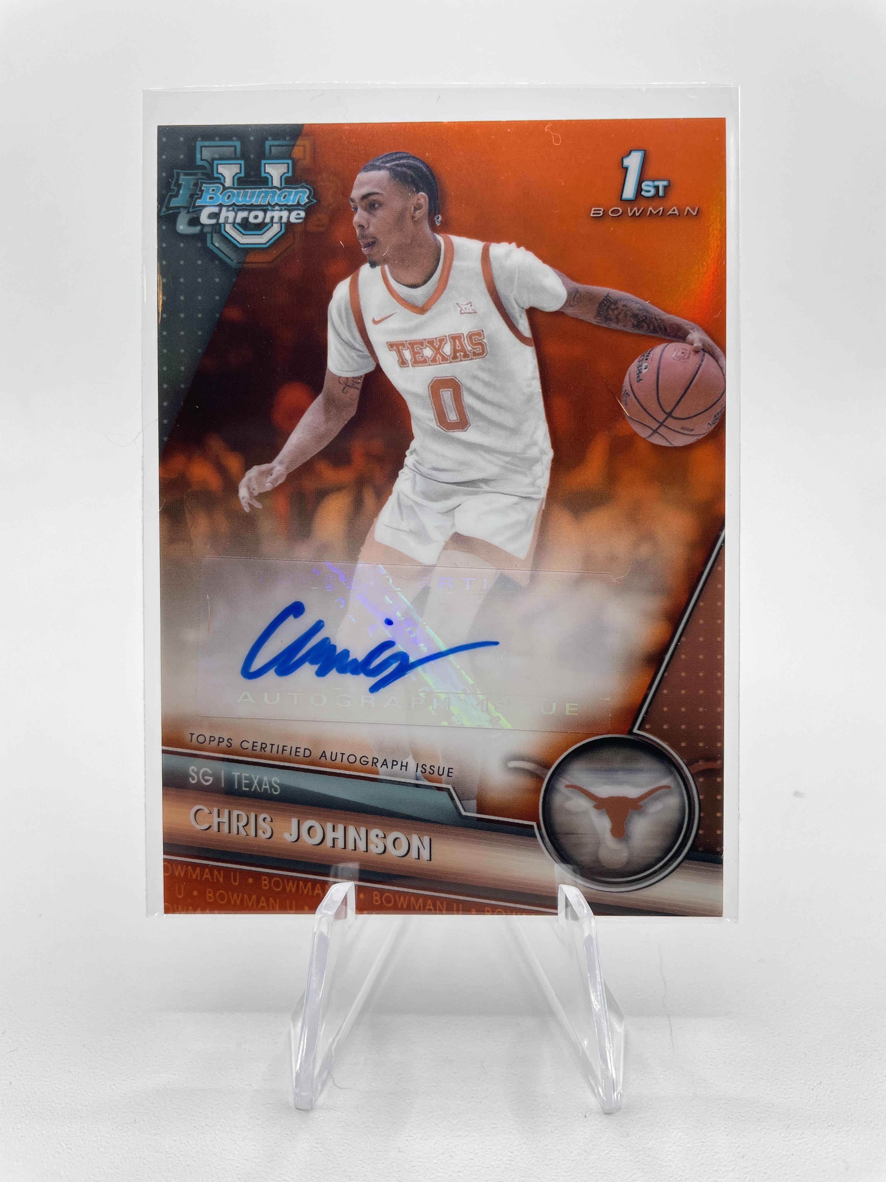2023-24 Bowman University Chrome Chris Johnson Orange Refractor Auto /25
