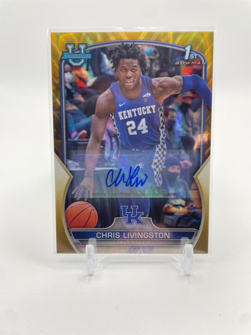 2023-24 Bowman University Chrome Chris Livingston Gold Refractor Auto /50