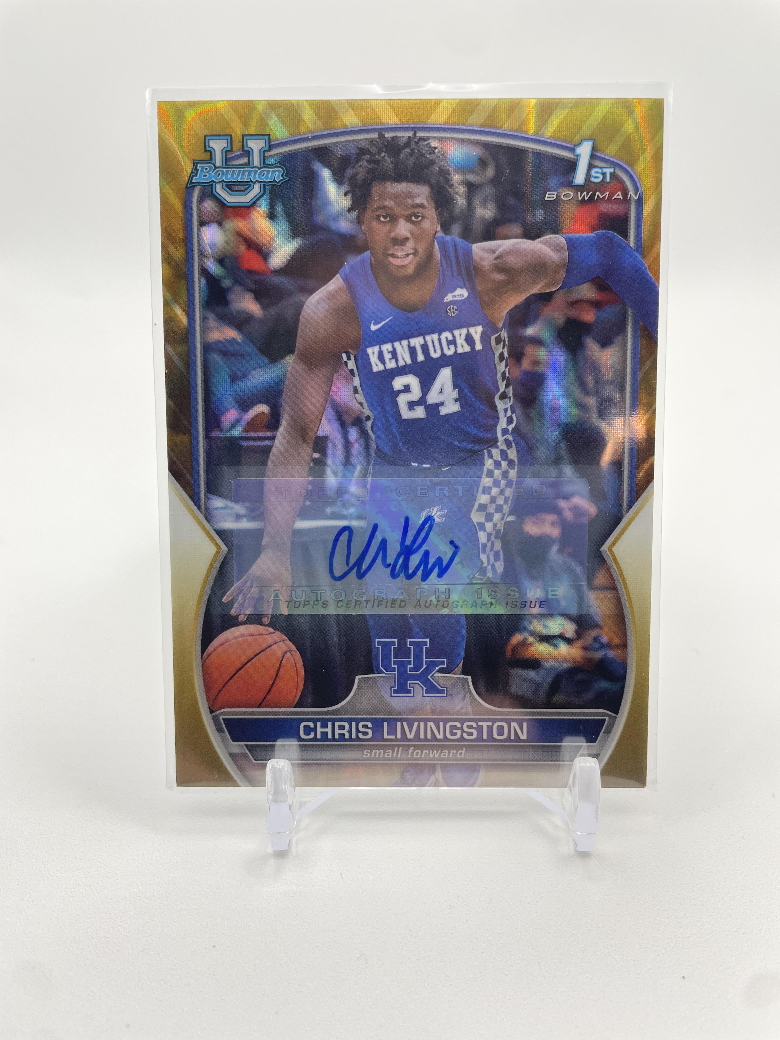2023-24 Bowman University Chrome Chris Livingston Gold Refractor Auto /50