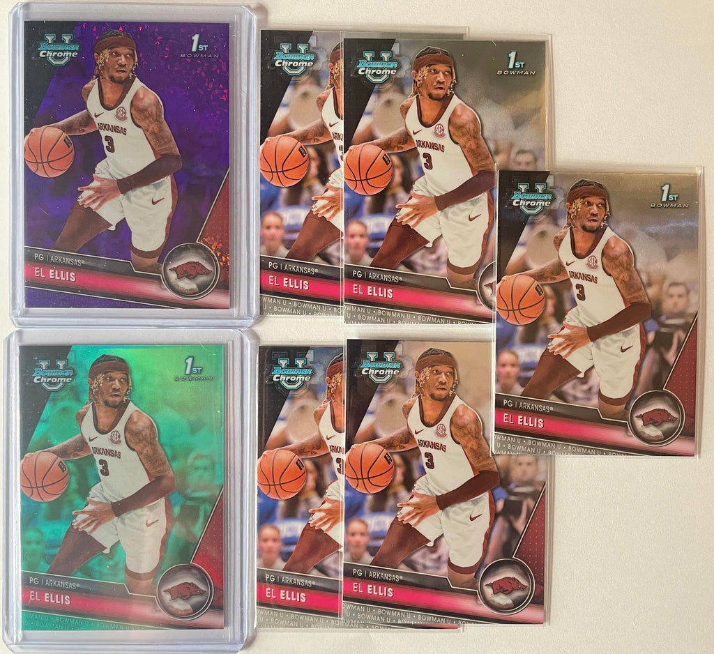 2023-24 Bowman University Chrome El Ellis Aqua /199 + Purple /299 Rookie Set (7)