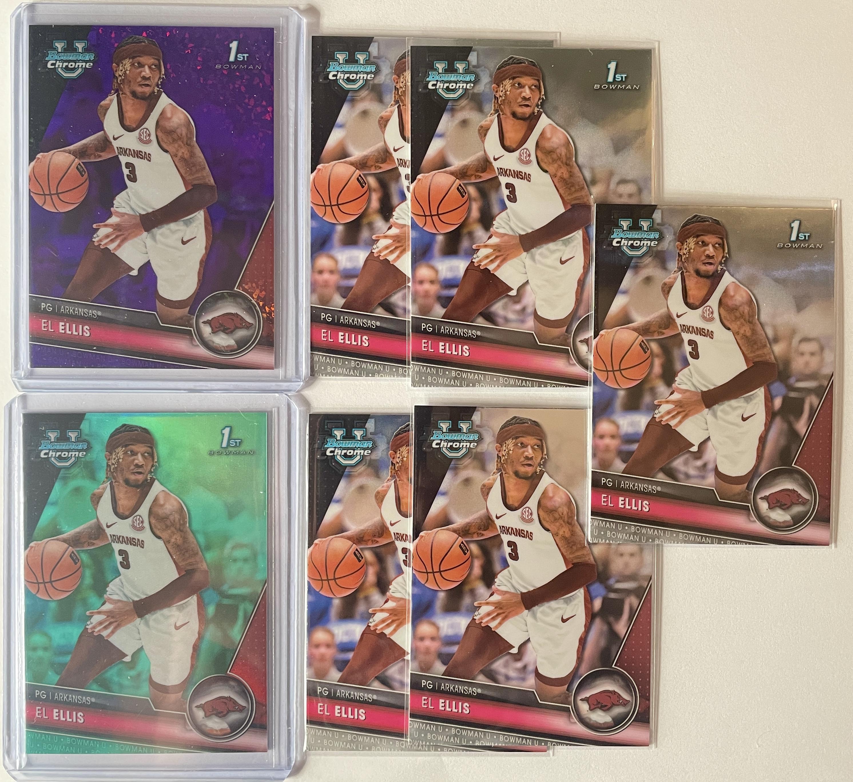 2023-24 Bowman University Chrome El Ellis Aqua /199 + Purple /299 Rookie Set (7)