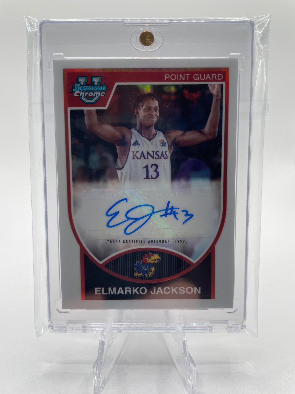 2023-24 Bowman University Chrome Elmarko Jackson 08 Throwback Refractor Auto /99