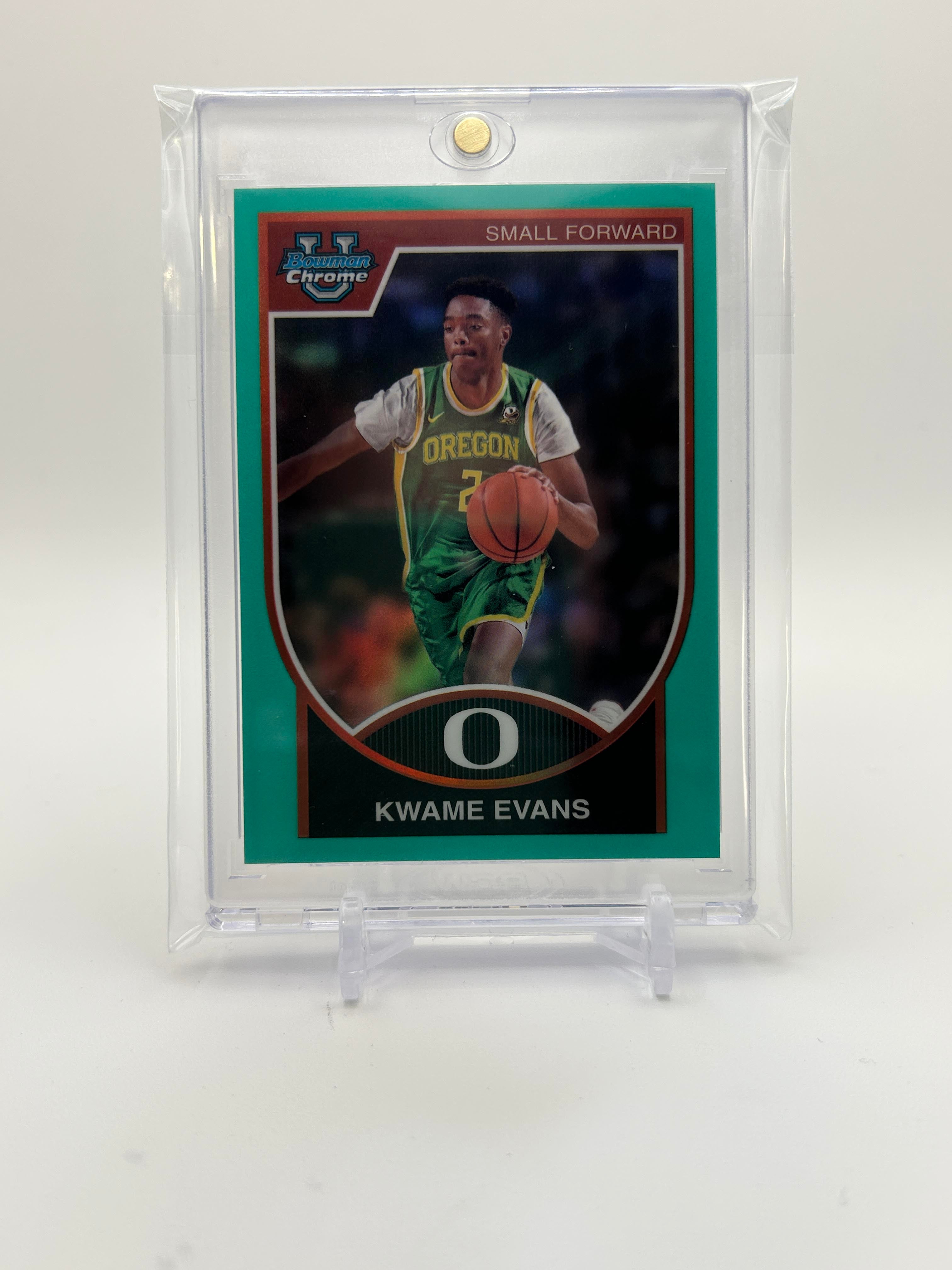 2023-24 Bowman University Chrome Kwame KJ Evans 07 Throwback Aqua Refractor /150
