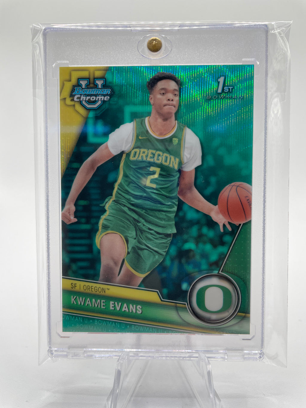 2023-24 Bowman University Chrome Kwame KJ Evans 1st Aqua Refractor /299