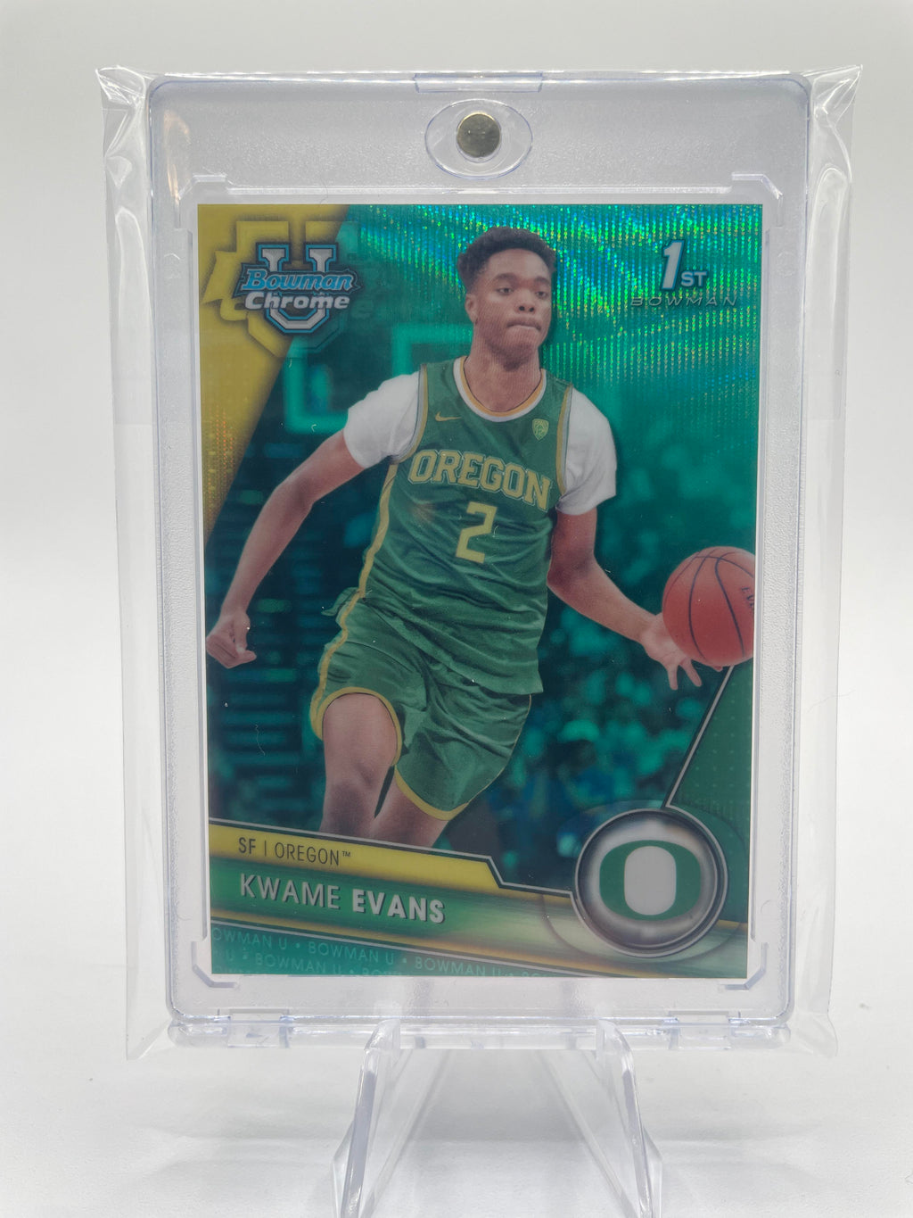 2023-24 Bowman University Chrome Kwame KJ Evans 1st Aqua Refractor /299