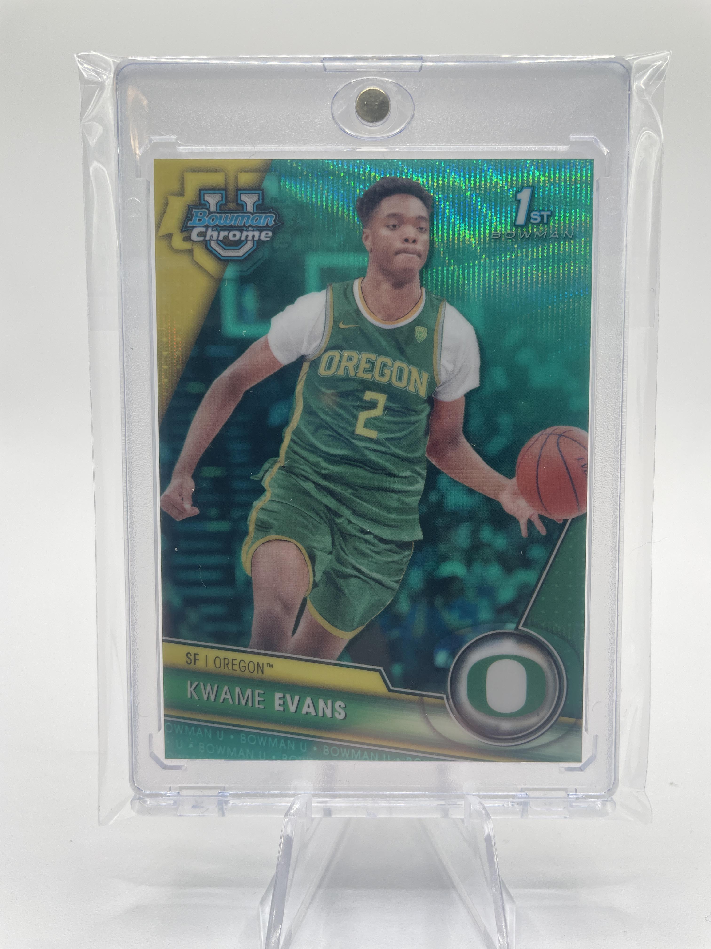 2023-24 Bowman University Chrome Kwame KJ Evans 1st Aqua Refractor /299