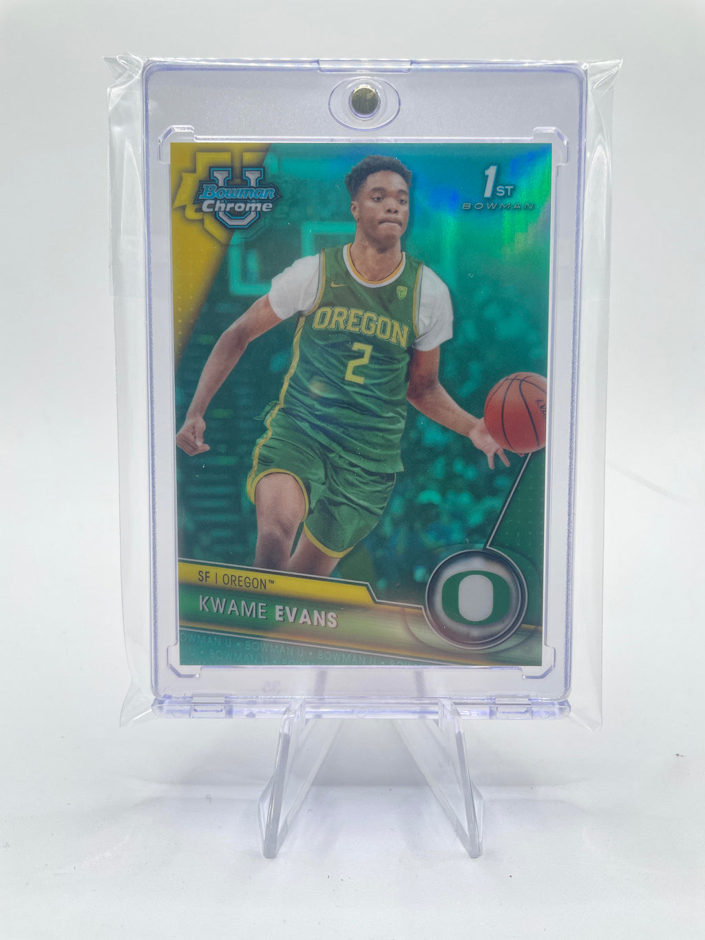 2023-24 Bowman University Chrome Kwame KJ Evans 1st Aqua Refractor /299