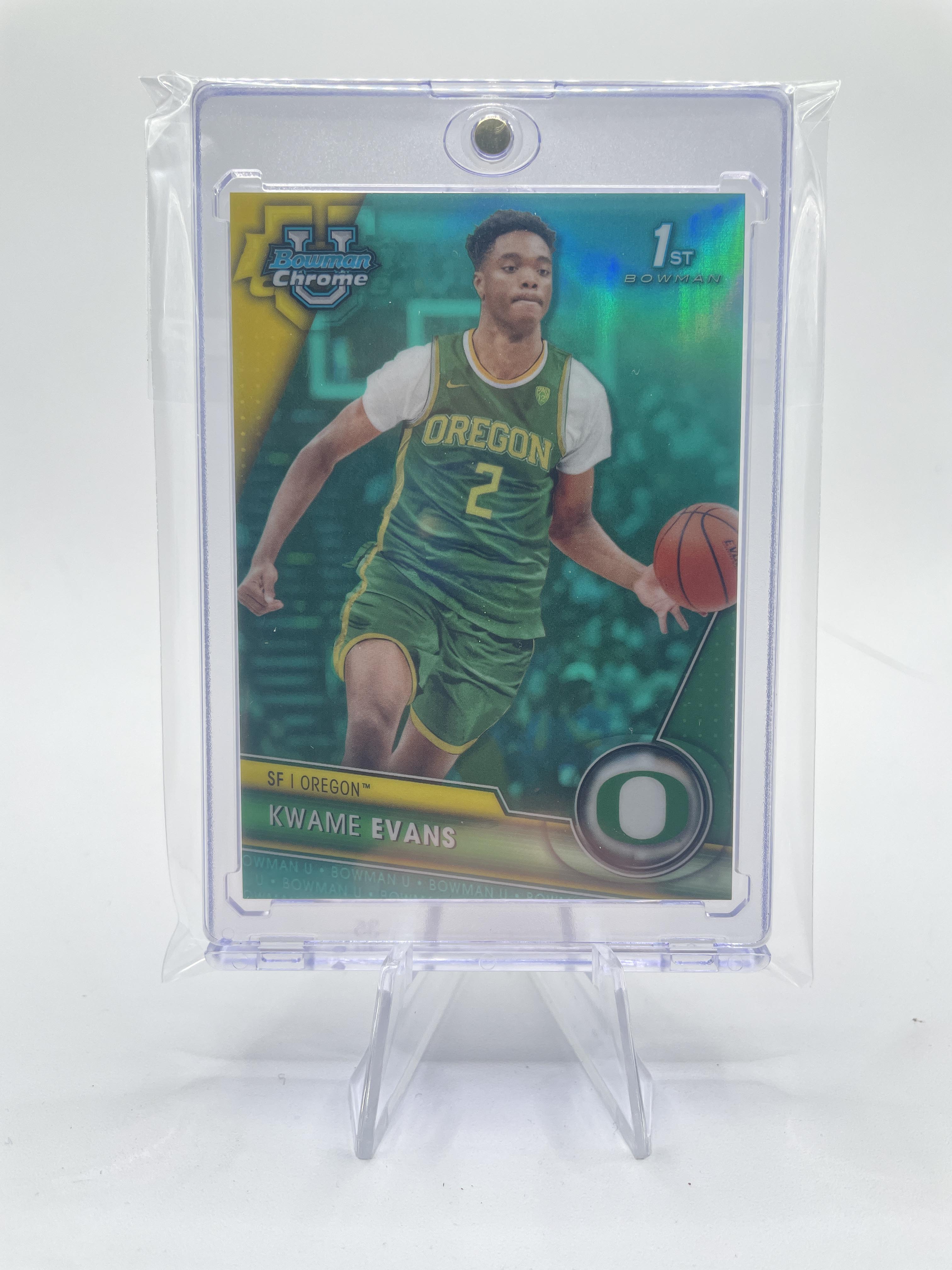2023-24 Bowman University Chrome Kwame KJ Evans 1st Aqua Refractor /299