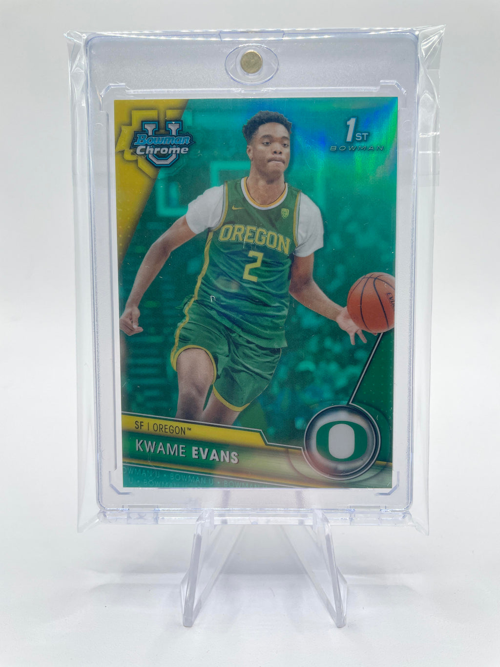 2023-24 Bowman University Chrome Kwame KJ Evans 1st Aqua Refractor /299