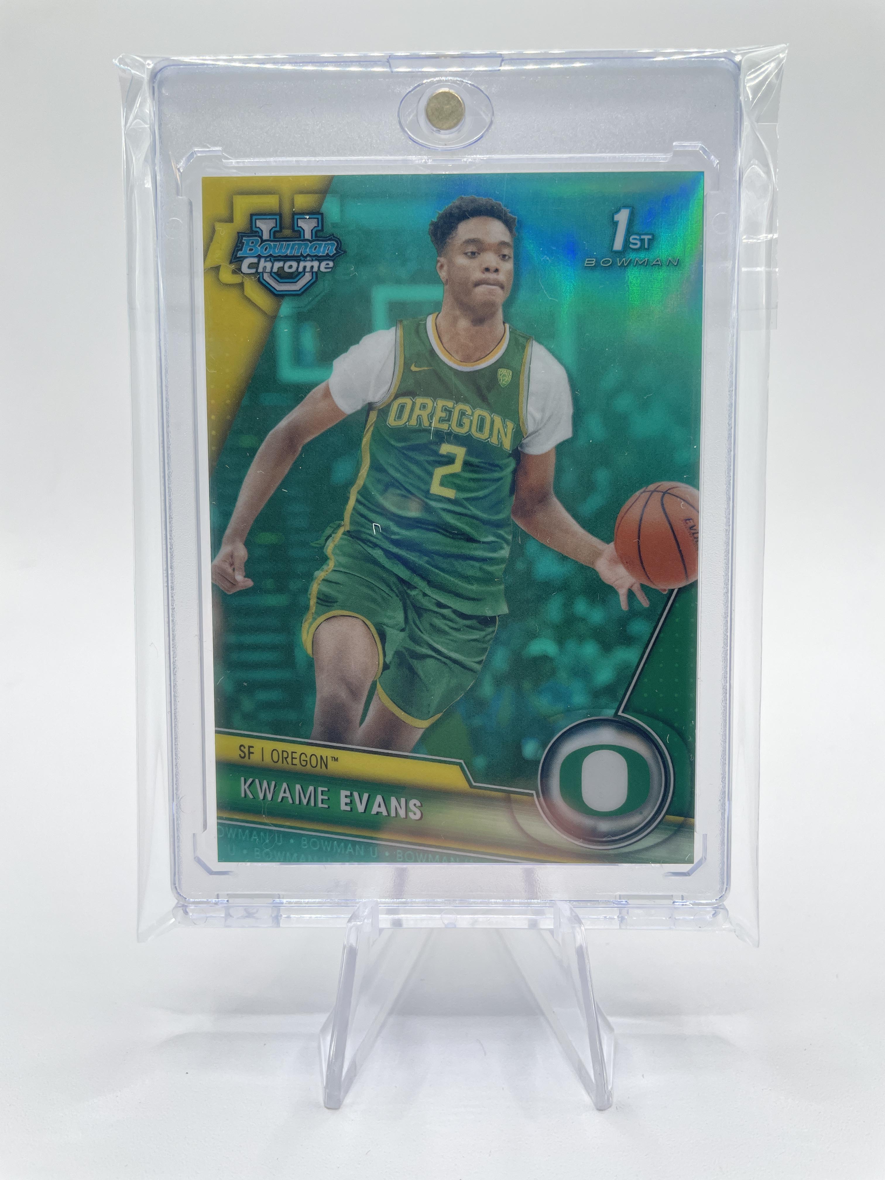 2023-24 Bowman University Chrome Kwame KJ Evans 1st Aqua Refractor /299