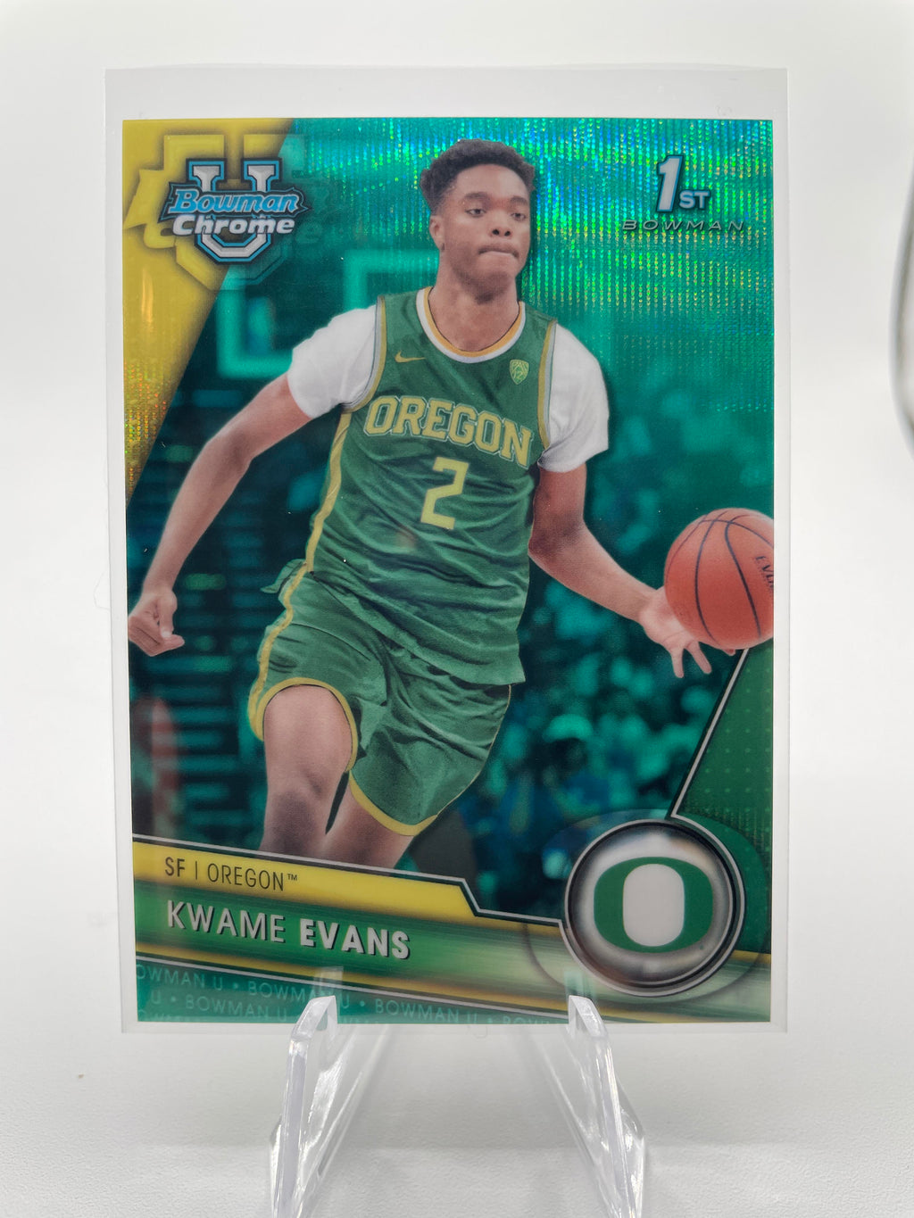 2023-24 Bowman University Chrome Kwame KJ Evans 1st Aqua Refractor /299