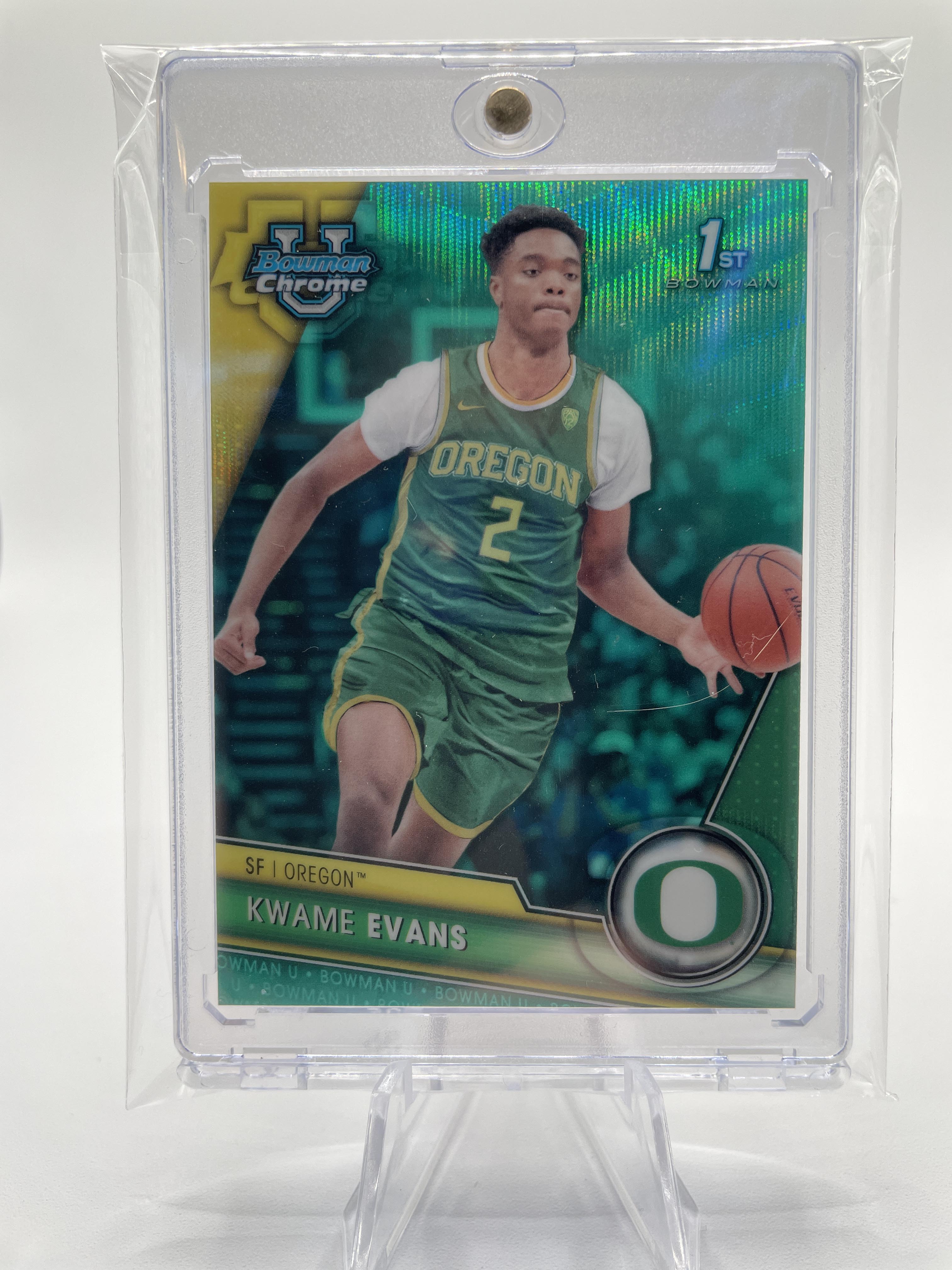 2023-24 Bowman University Chrome Kwame KJ Evans 1st Aqua Refractor /299