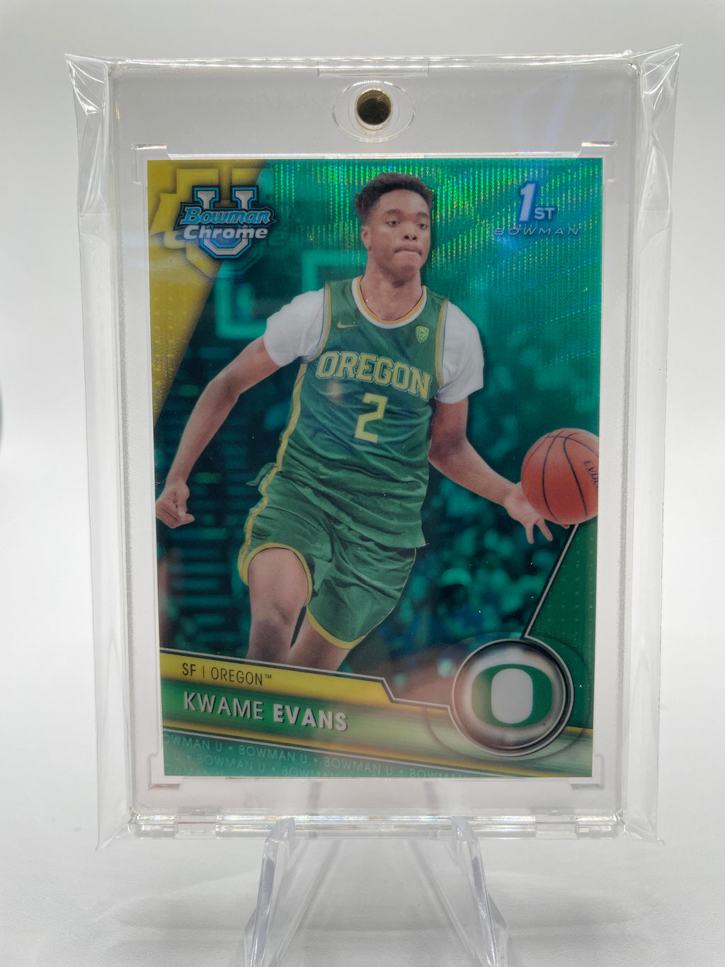 2023-24 Bowman University Chrome Kwame KJ Evans 1st Aqua Refractor /299