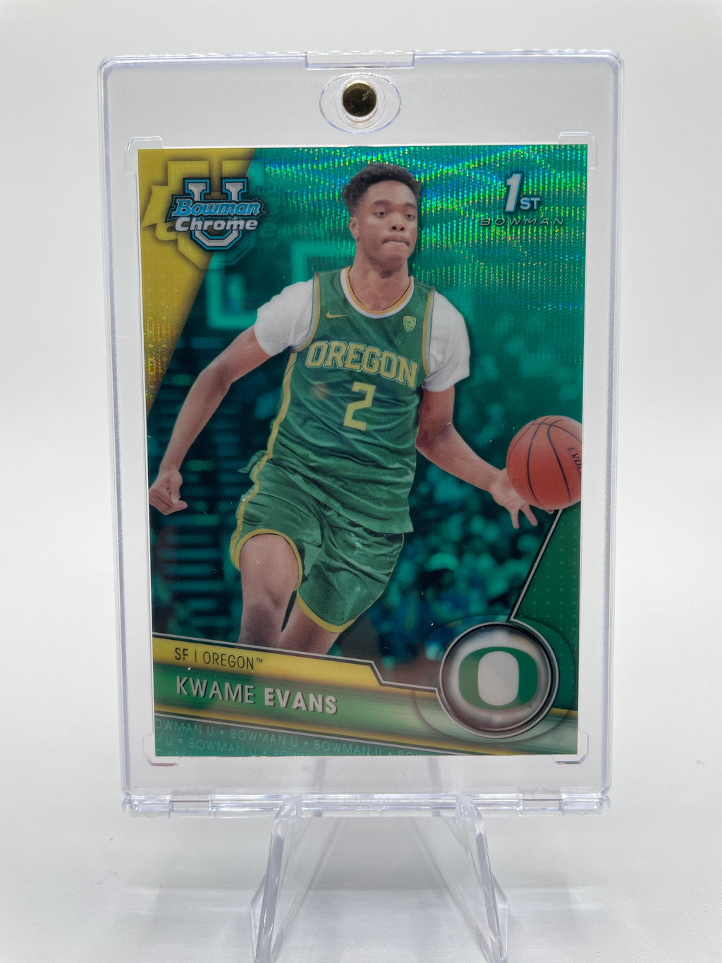 2023-24 Bowman University Chrome Kwame KJ Evans 1st Aqua Refractor /299