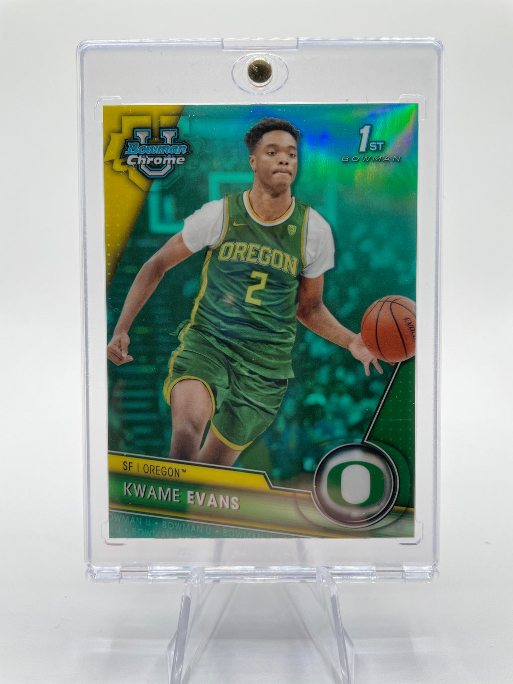 2023-24 Bowman University Chrome Kwame KJ Evans 1st Aqua Refractor /299