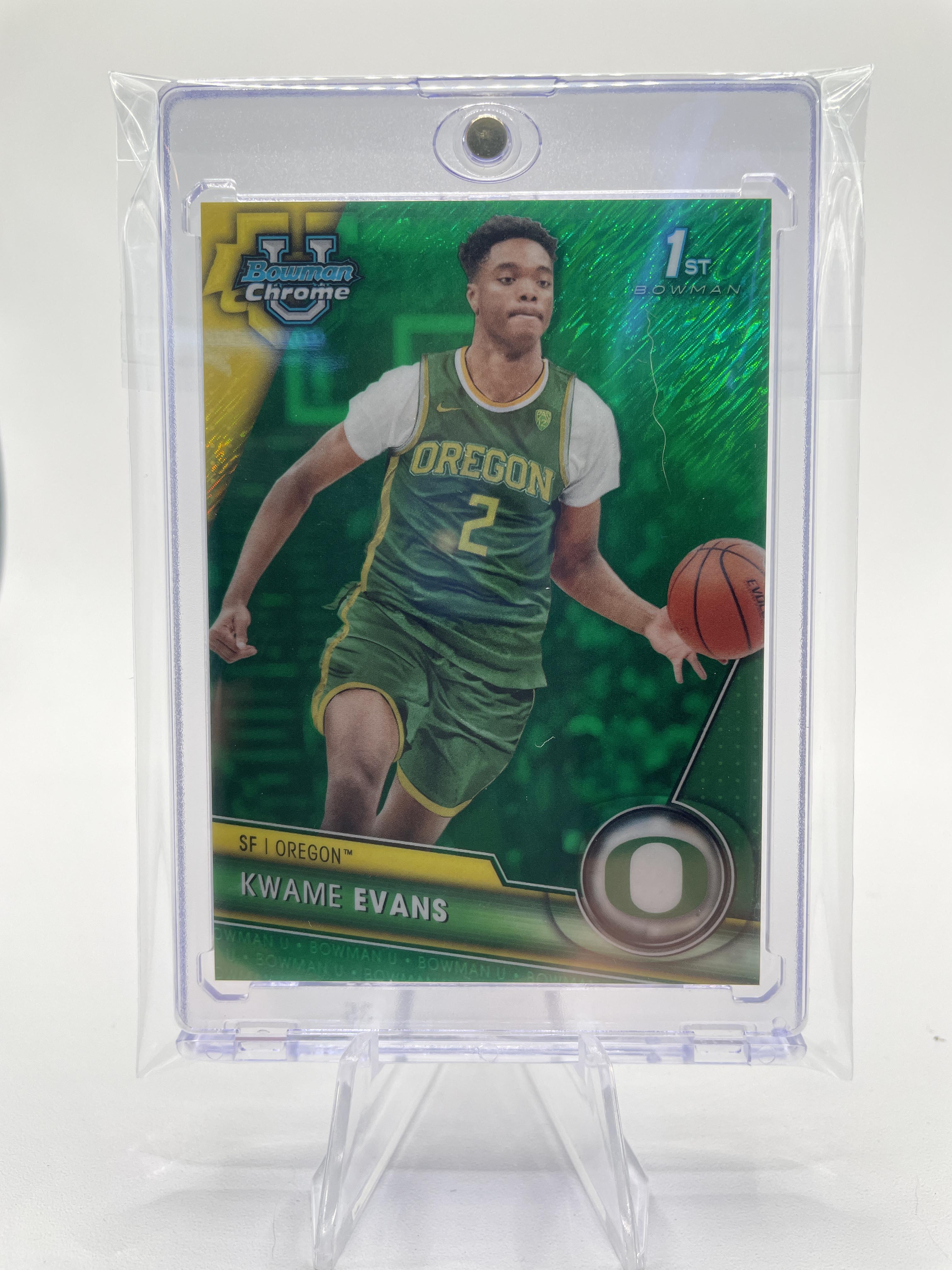 2023-24 Bowman University Chrome Kwame KJ Evans 1st Green Refractor /99