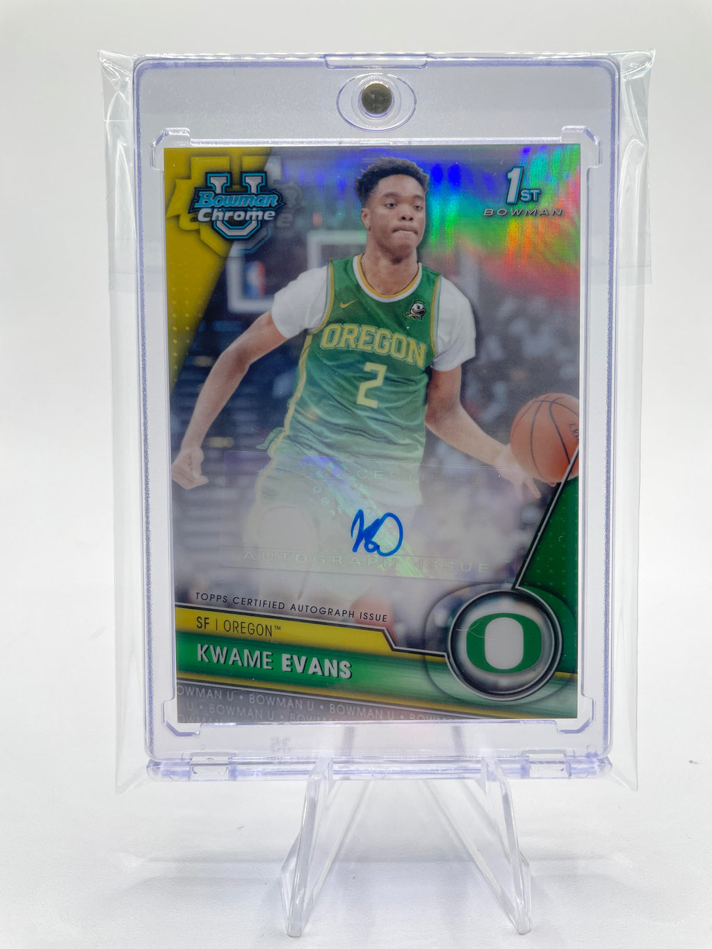2023-24 Bowman University Chrome Kwame KJ Evans 1st Prospect Refractor Auto /250