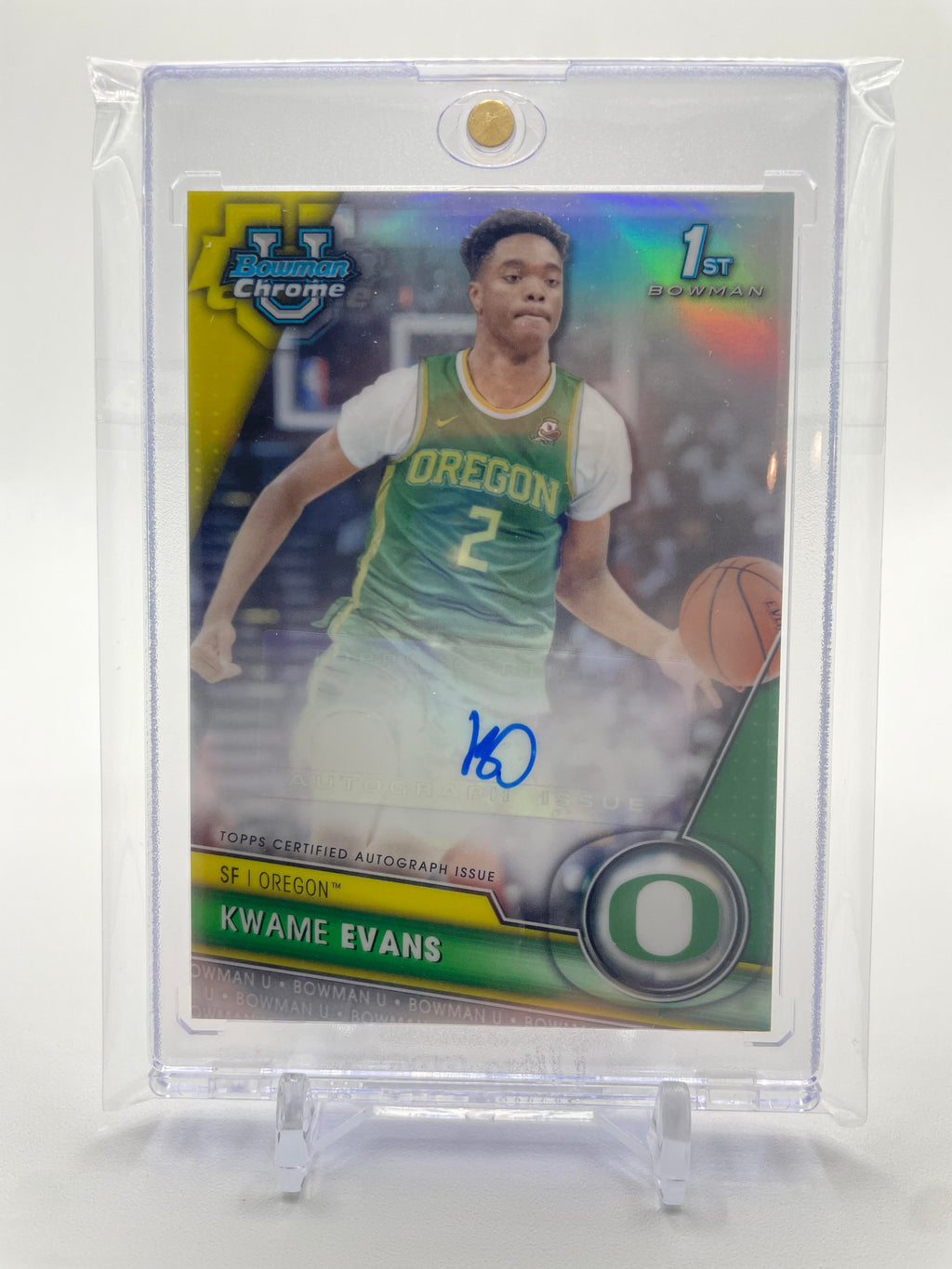 2023-24 Bowman University Chrome Kwame KJ Evans 1st Prospect Refractor Auto /250