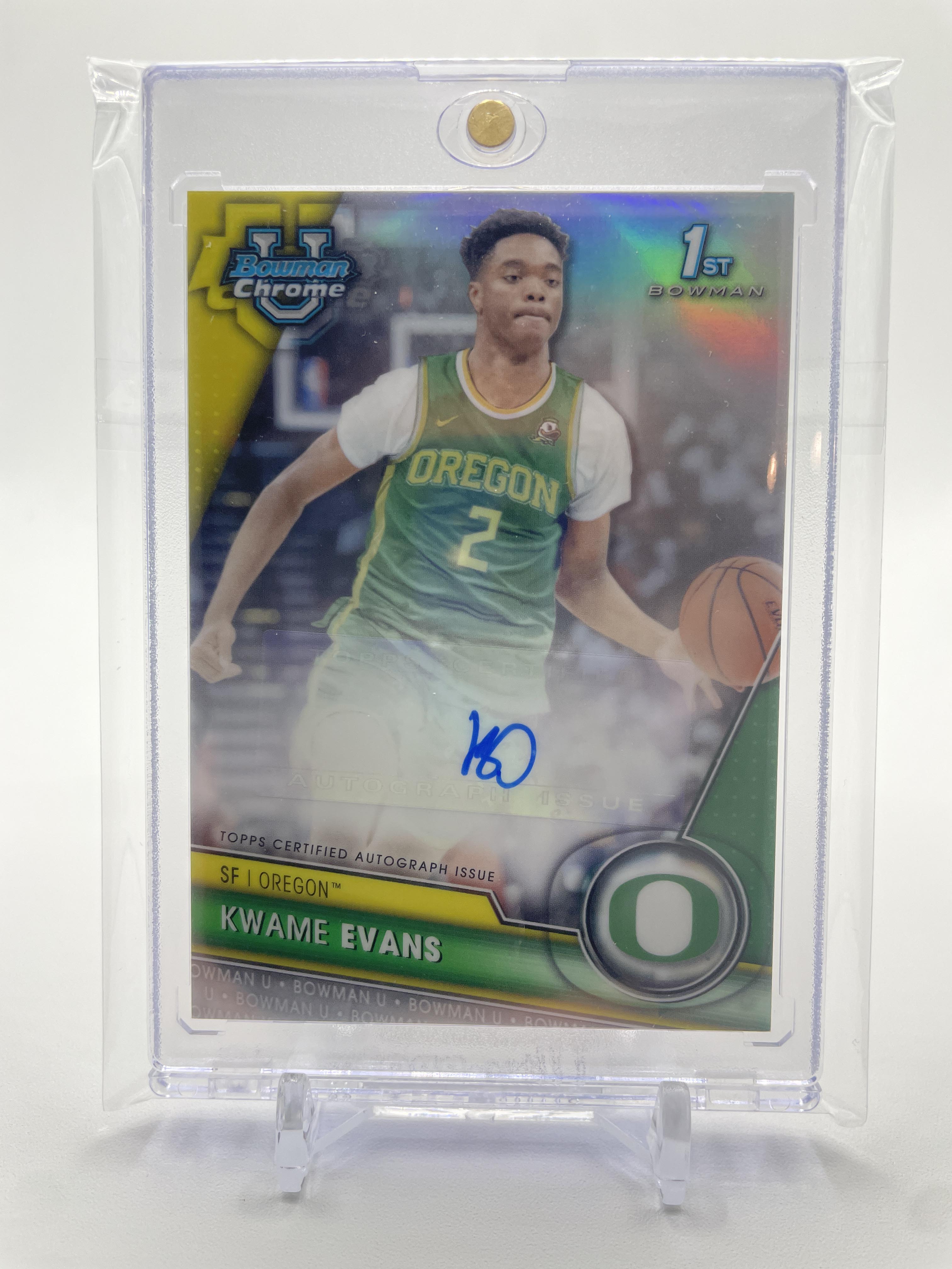 2023-24 Bowman University Chrome Kwame KJ Evans 1st Prospect Refractor Auto /250