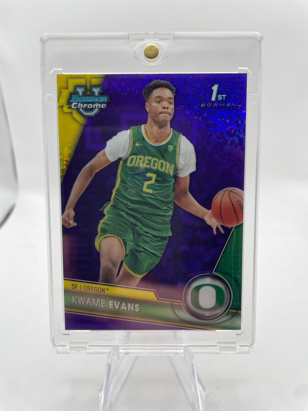 2023-24 Bowman University Chrome Kwame KJ Evans 1st Purple Refractor /399