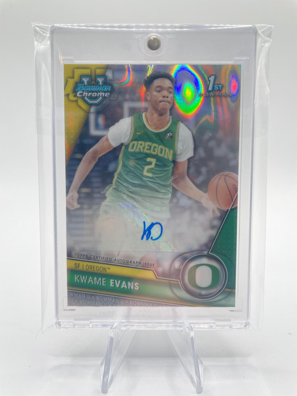 2023-24 Bowman University Chrome Kwame KJ Evans 1st Wave Refractor Auto /199