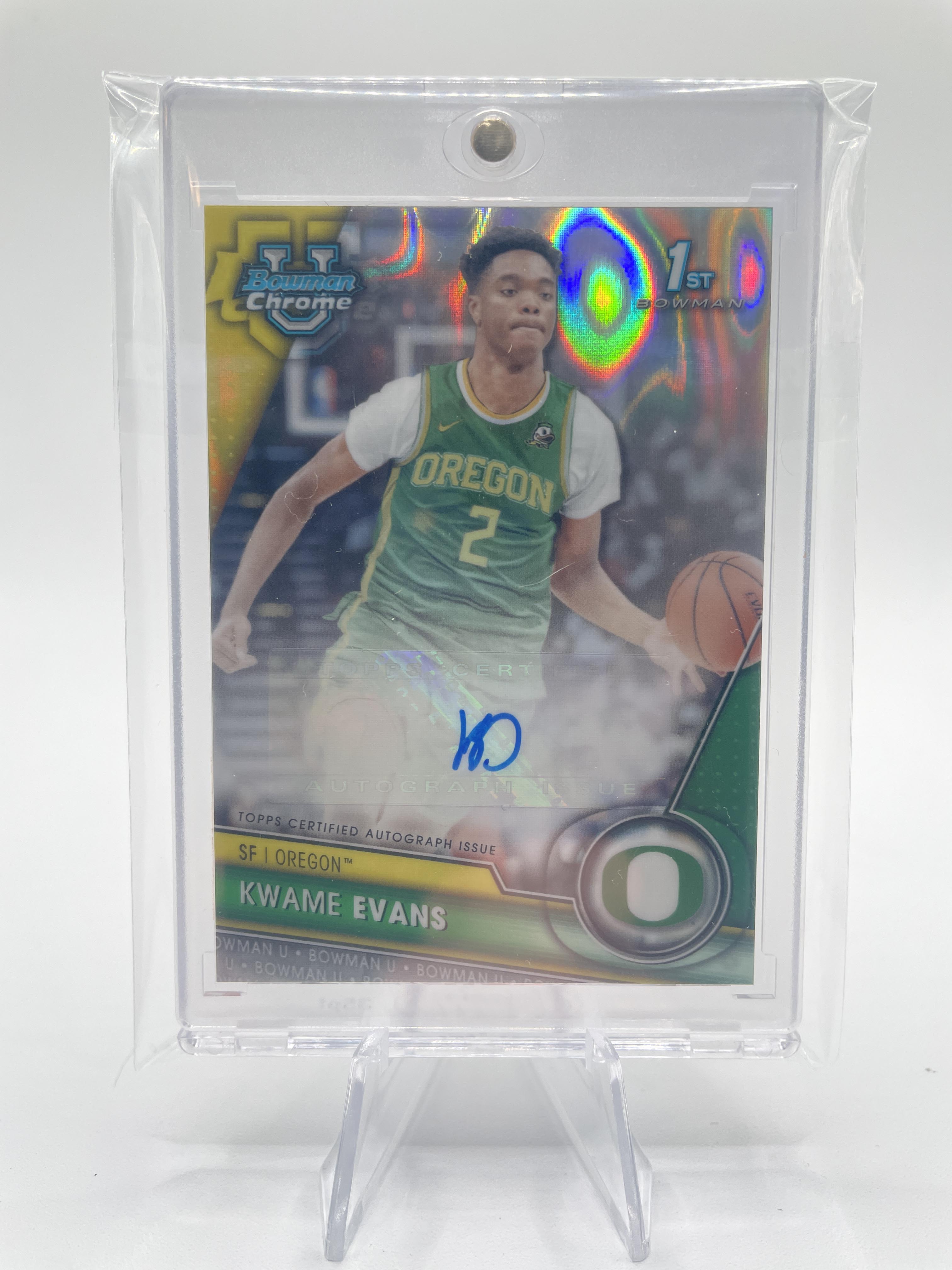 2023-24 Bowman University Chrome Kwame KJ Evans 1st Wave Refractor Auto /199
