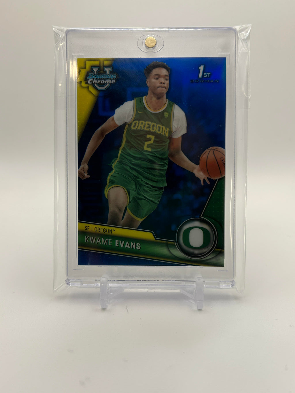2023-24 Bowman University Chrome Kwame KJ Evans Blue Refractor /199