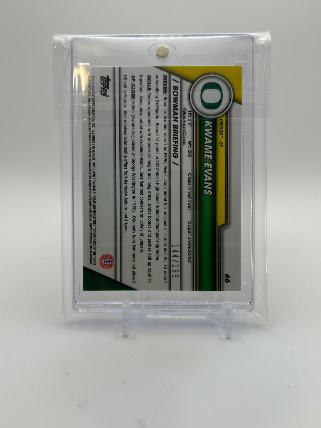 2023-24 Bowman University Chrome Kwame KJ Evans Blue Refractor /199
