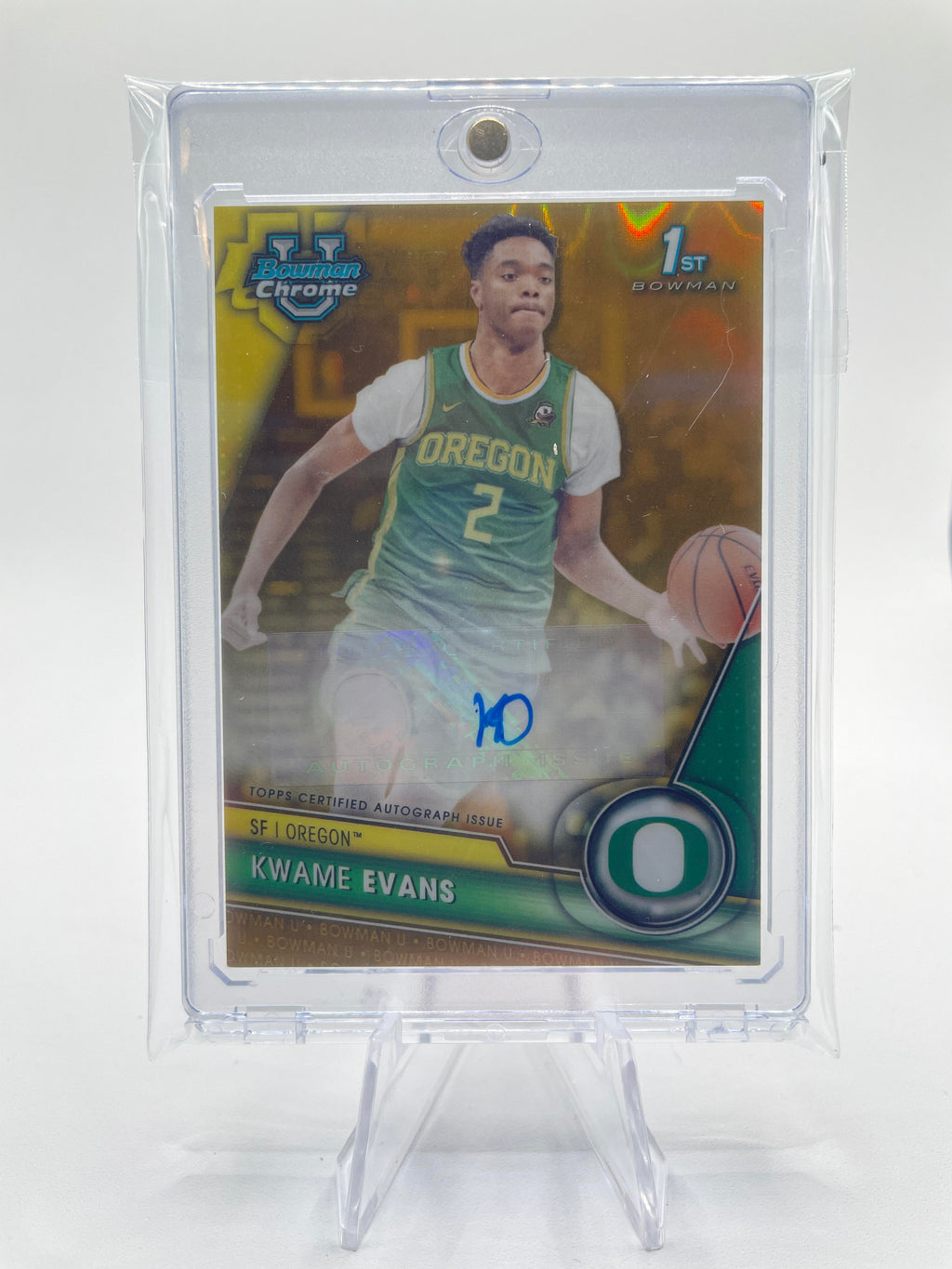 2023-24 Bowman University Chrome Kwame KJ Evans Gold Refractor Auto /50