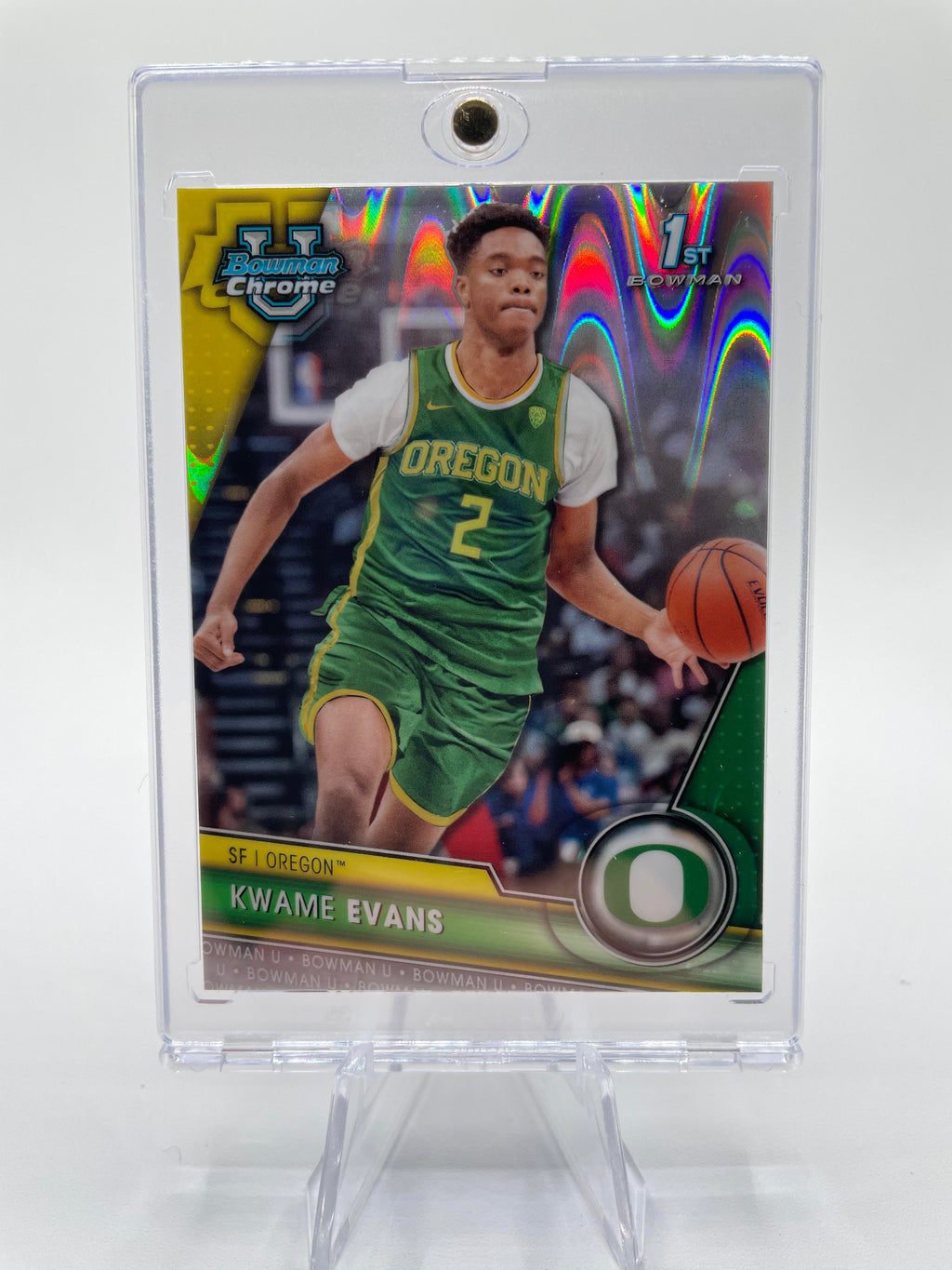 2023-24 Bowman University Chrome Kwame KJ Evans Raywave Refractor Rookie /100