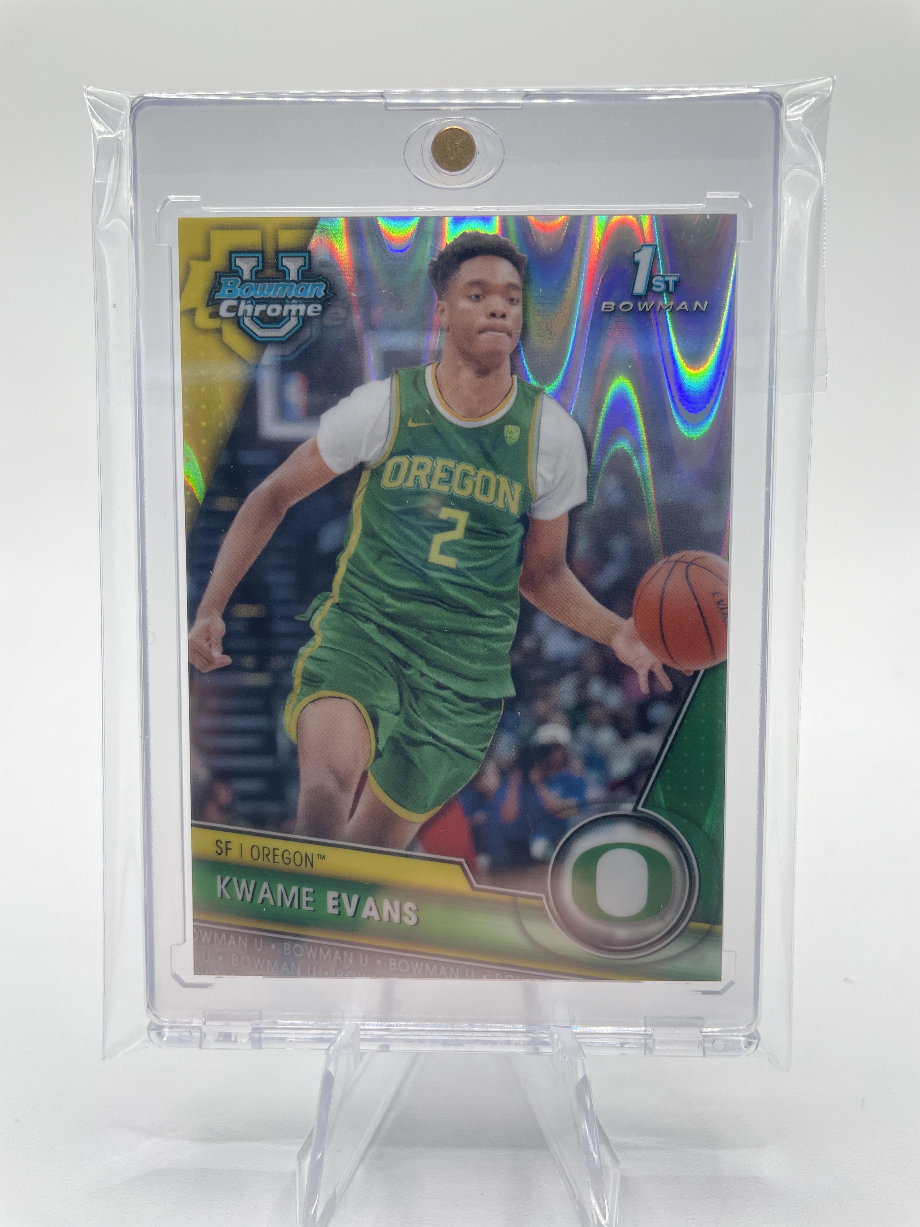 2023-24 Bowman University Chrome Kwame KJ Evans Raywave Refractor Rookie /100