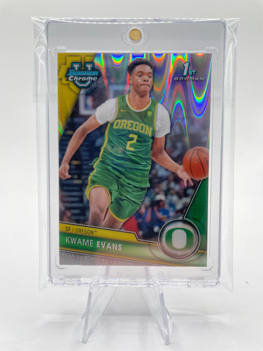2023-24 Bowman University Chrome Kwame KJ Evans Raywave Refractor Rookie /100