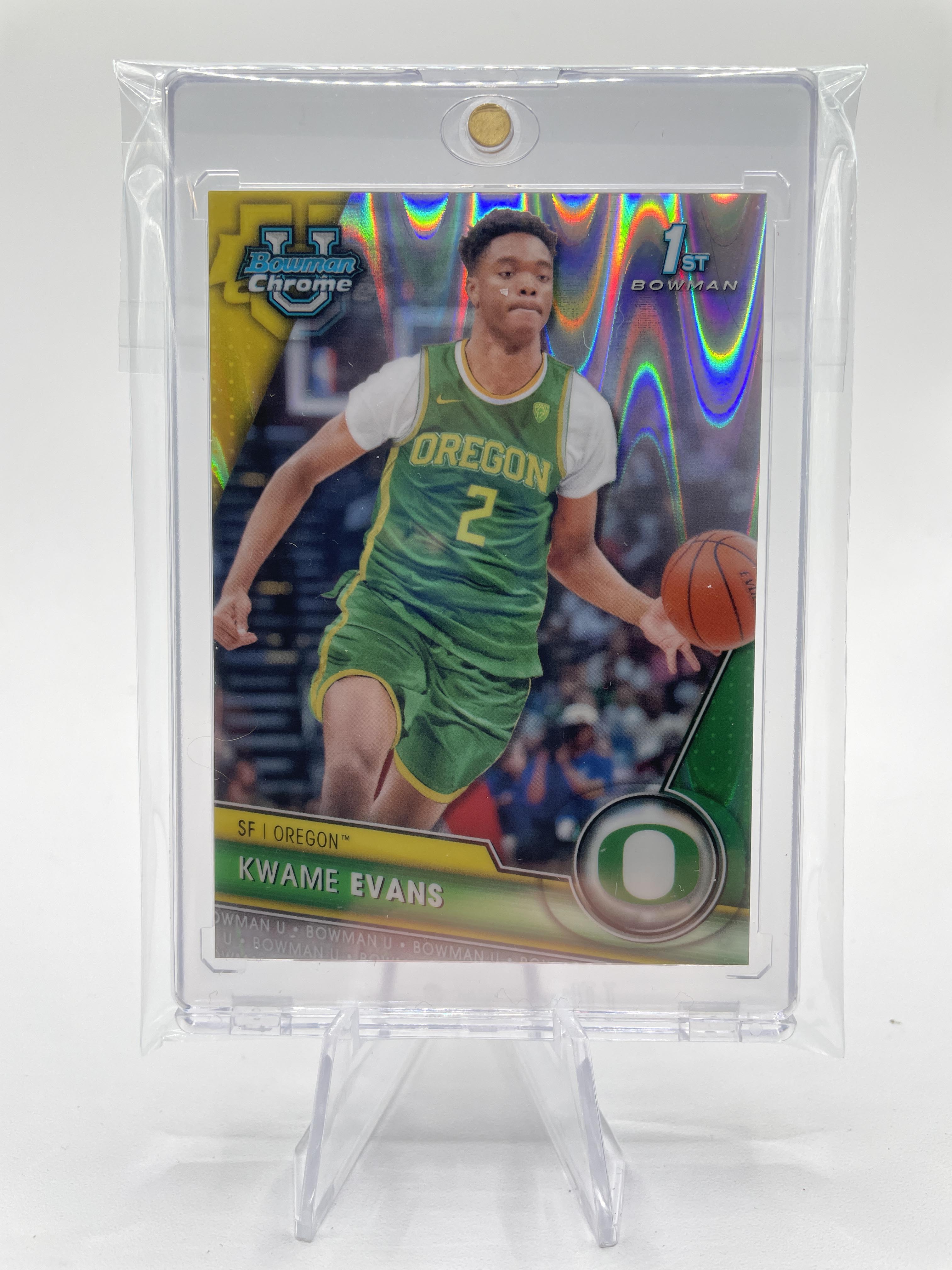 2023-24 Bowman University Chrome Kwame KJ Evans Raywave Refractor Rookie /100